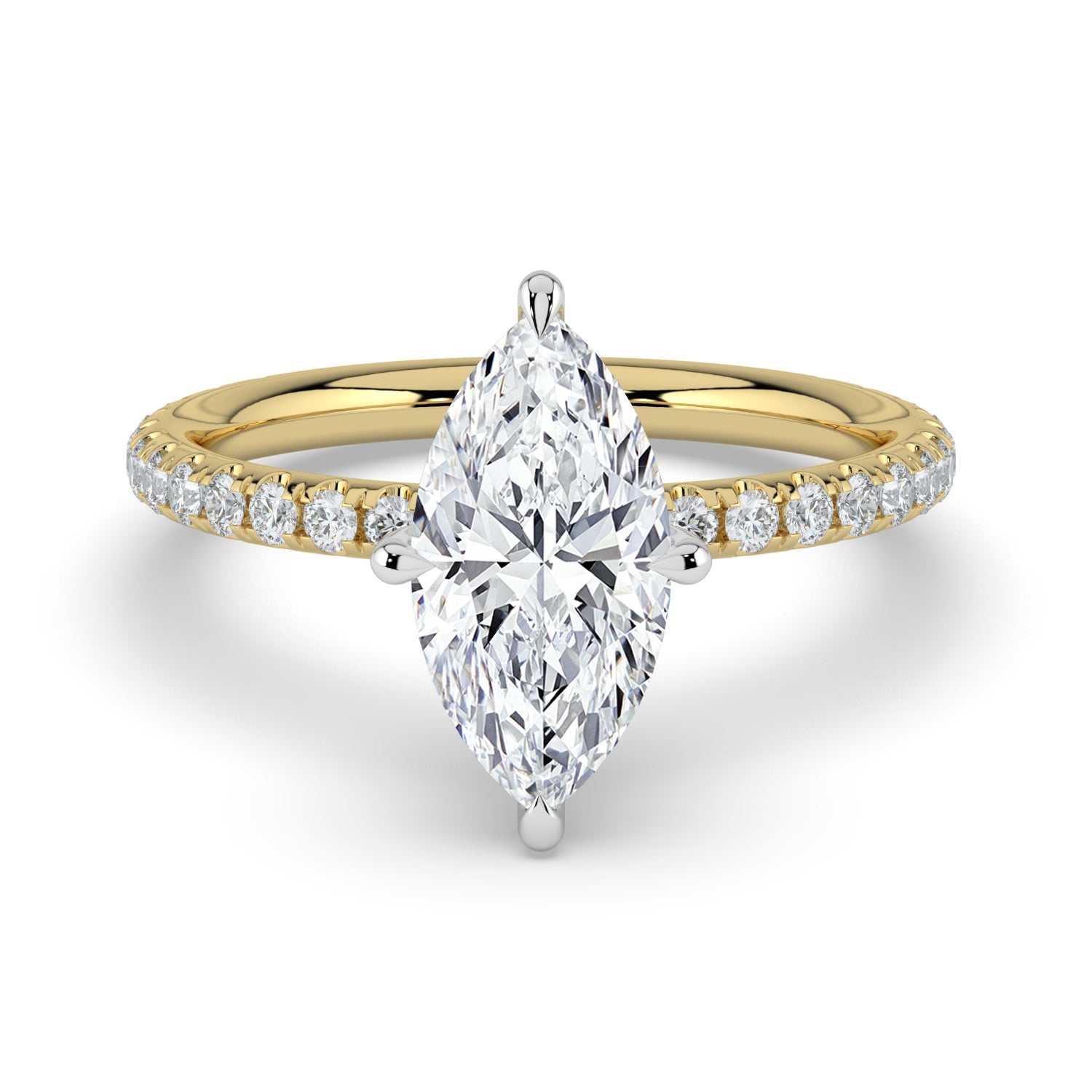 The Astra Ring - Marquise Solitaire with Pavé Band