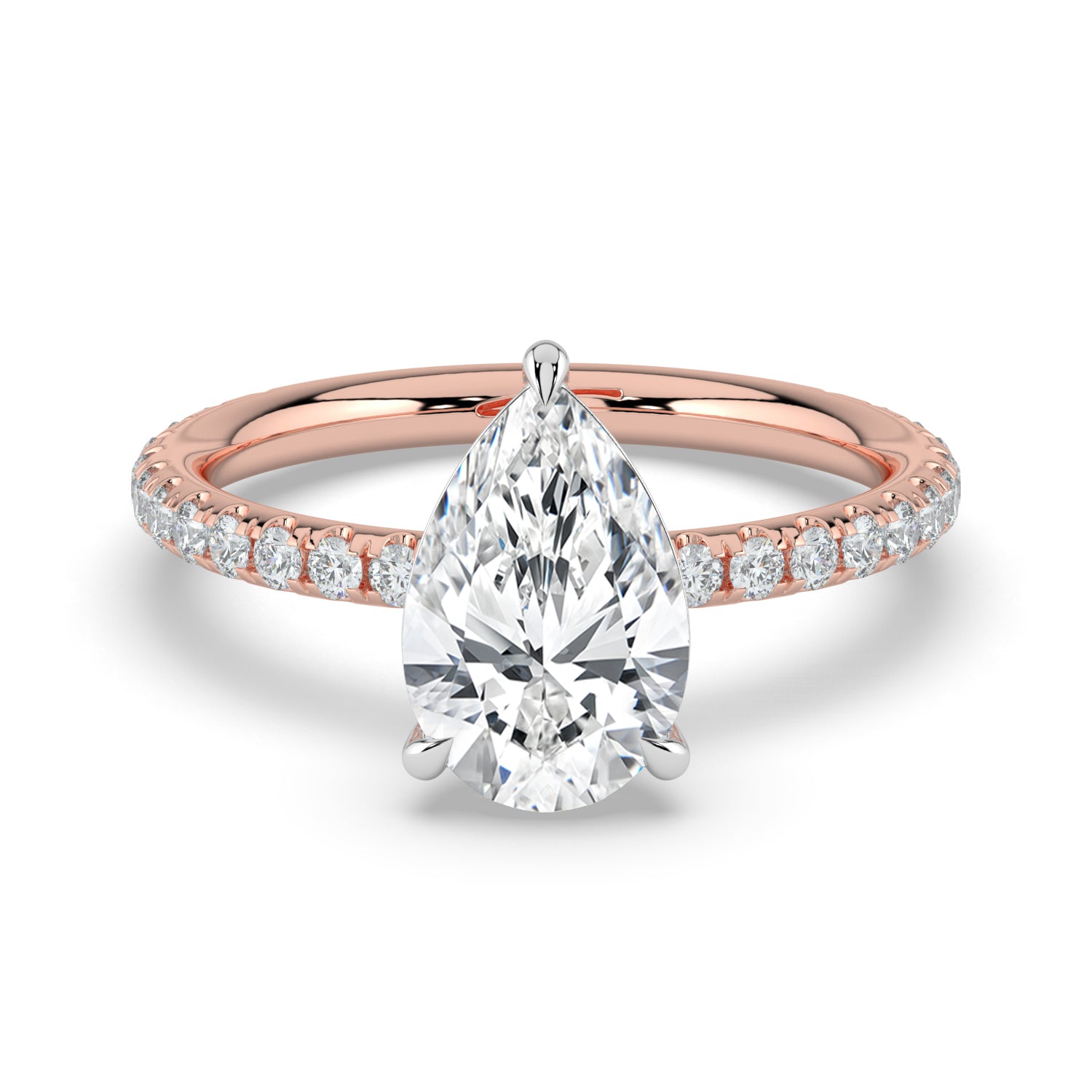 The Astra Ring - Pear Solitaire with Pavé Band