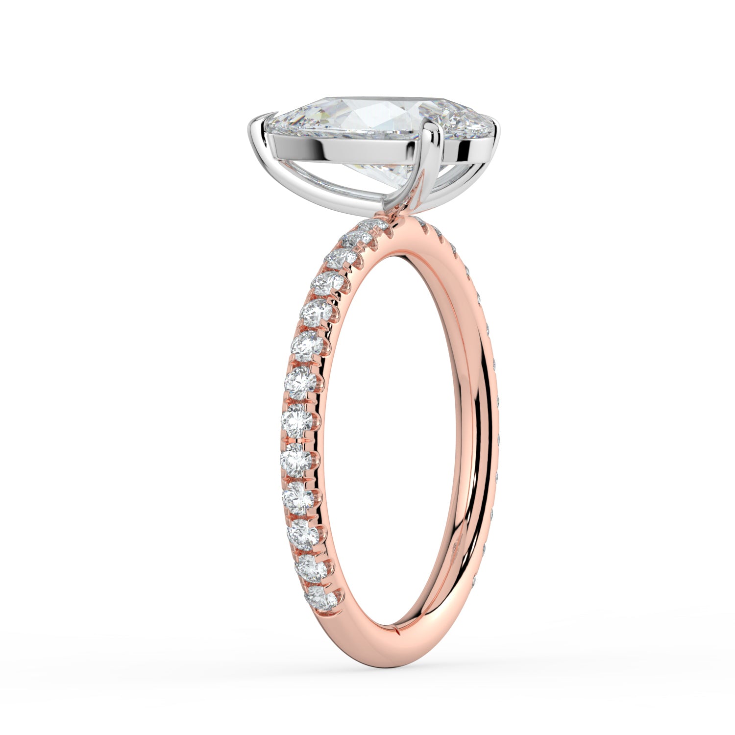 The Astra Ring - Pear Solitaire with Pavé Band