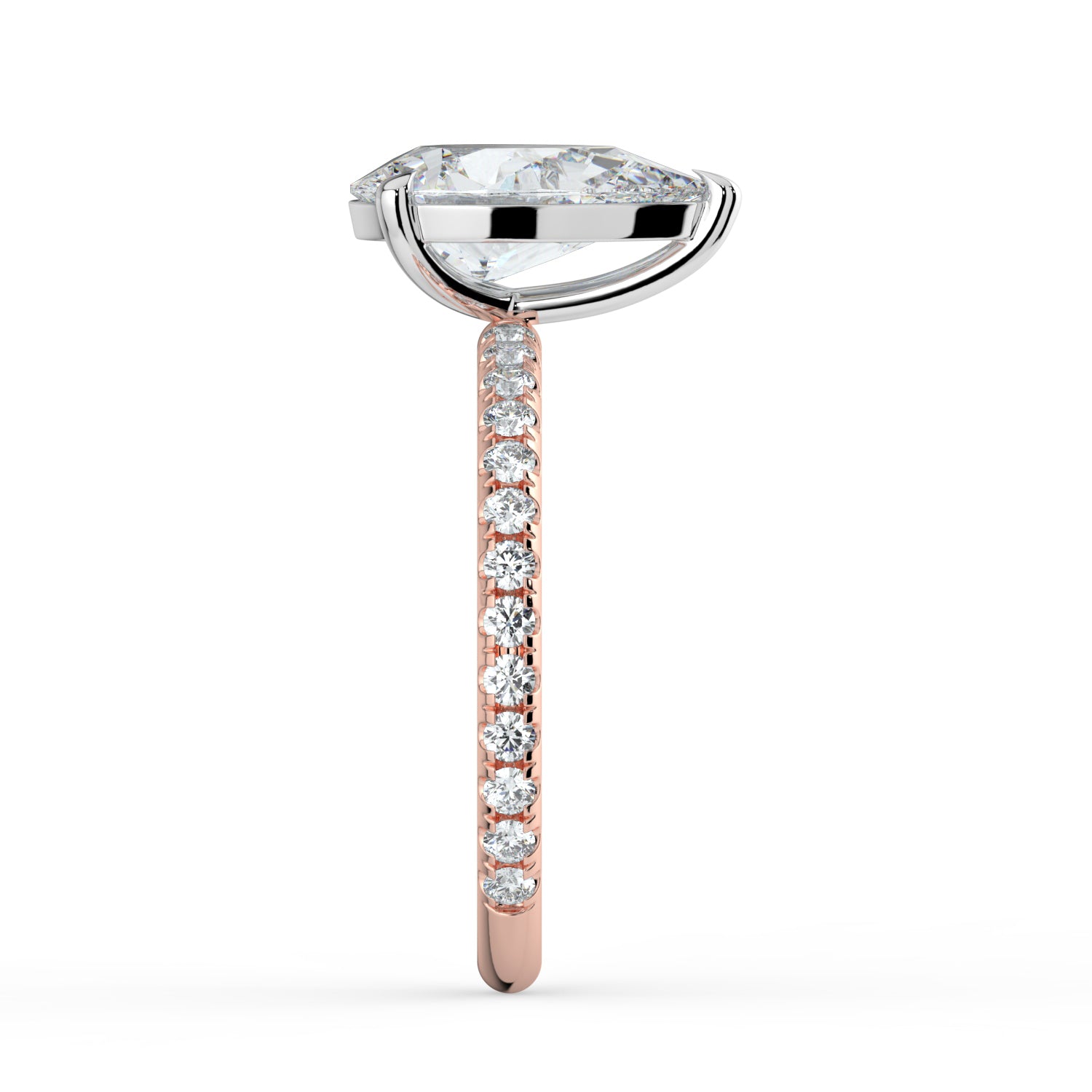 The Astra Ring - Pear Solitaire with Pavé Band