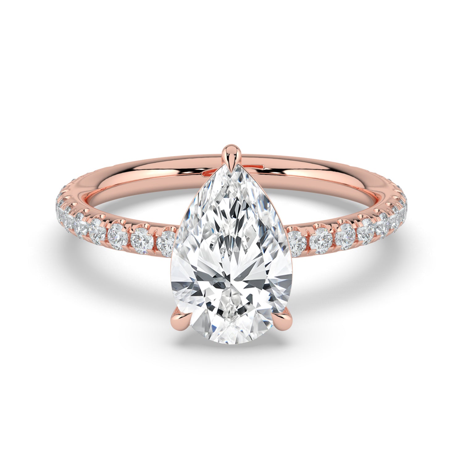 The Astra Ring - Pear Solitaire with Pavé Band