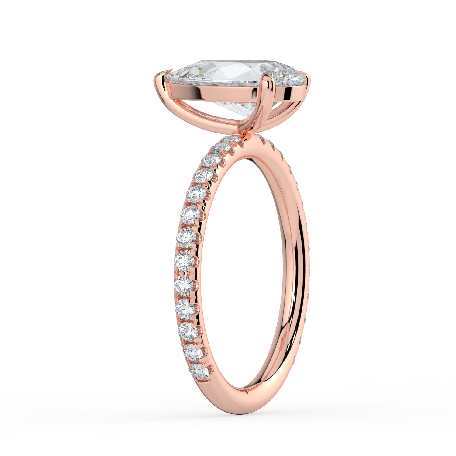The Astra Ring - Pear Solitaire with Pavé Band