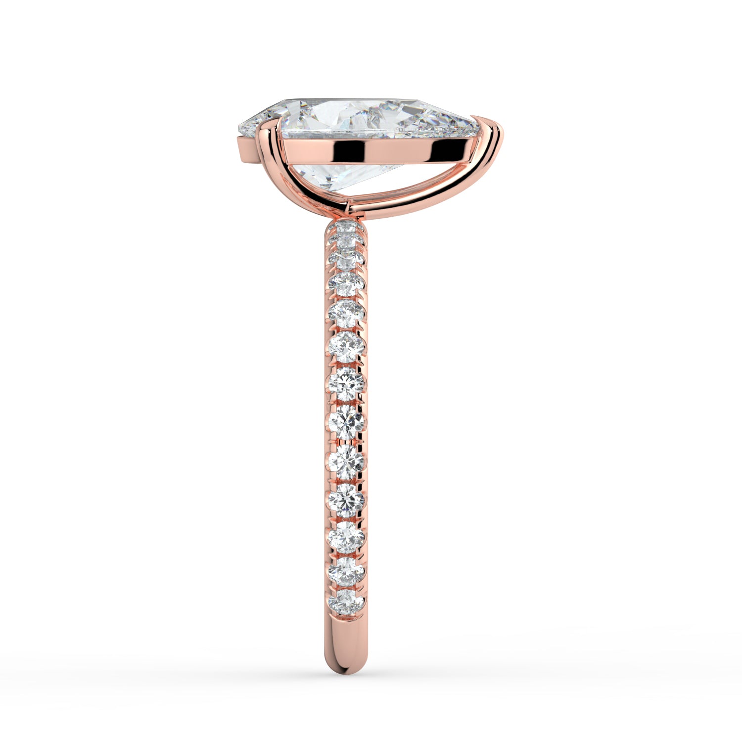 The Astra Ring - Pear Solitaire with Pavé Band