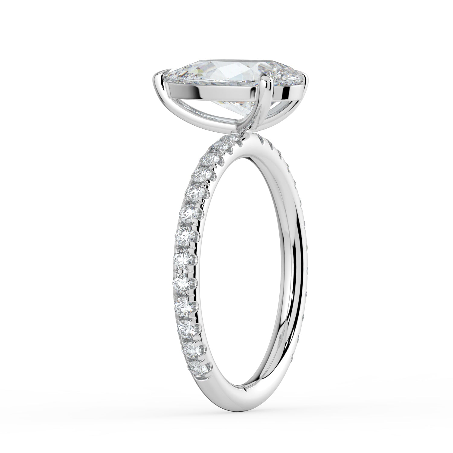 The Astra Ring - Pear Solitaire with Pavé Band