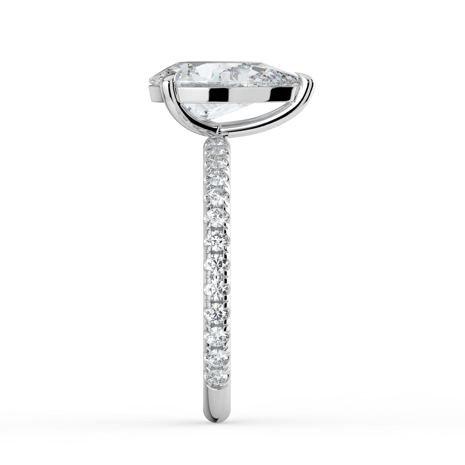 The Astra Ring - Pear Solitaire with Pavé Band