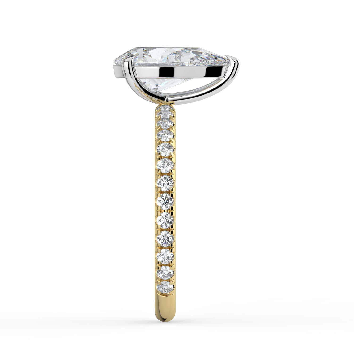 The Astra Ring - Pear Solitaire with Pavé Band