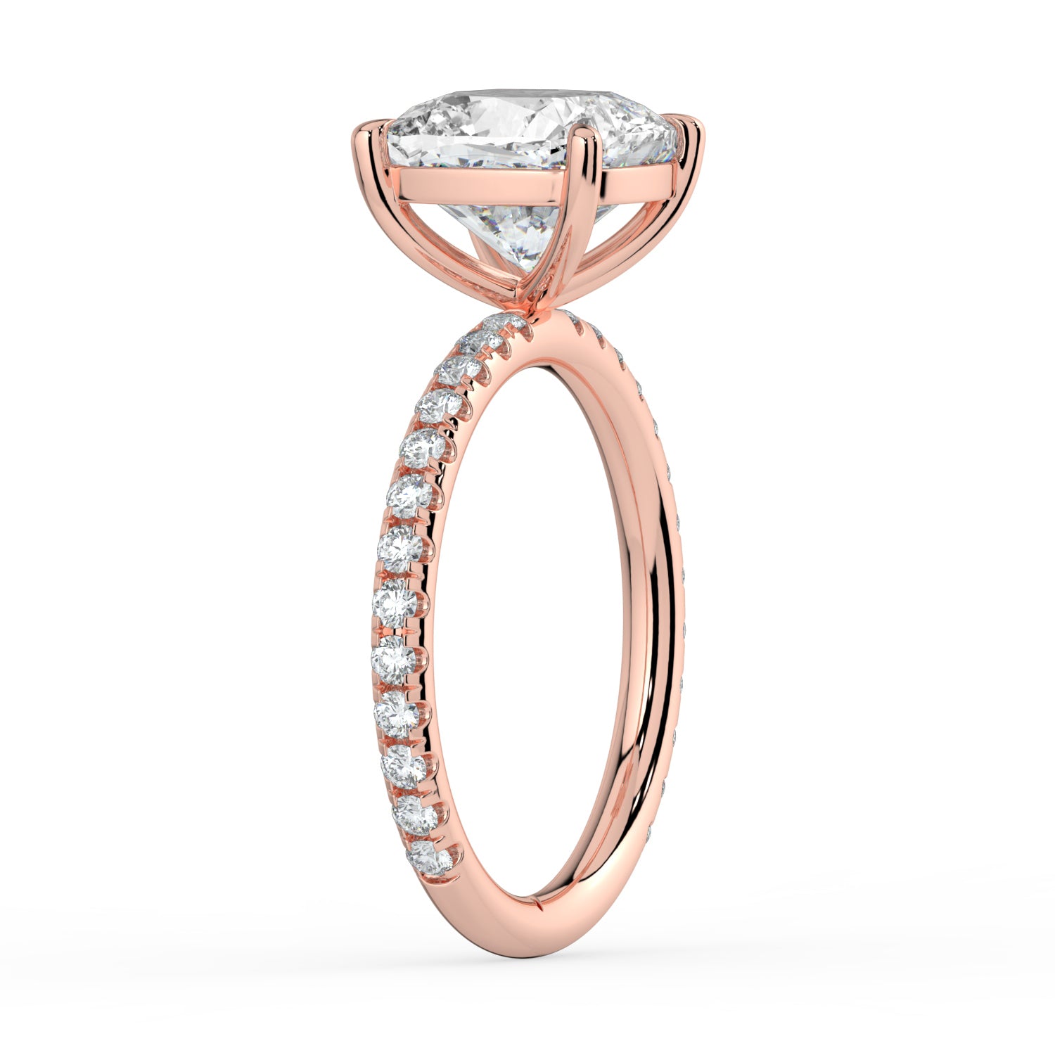 The Astra Ring - Cushion Solitaire with Pavé Band