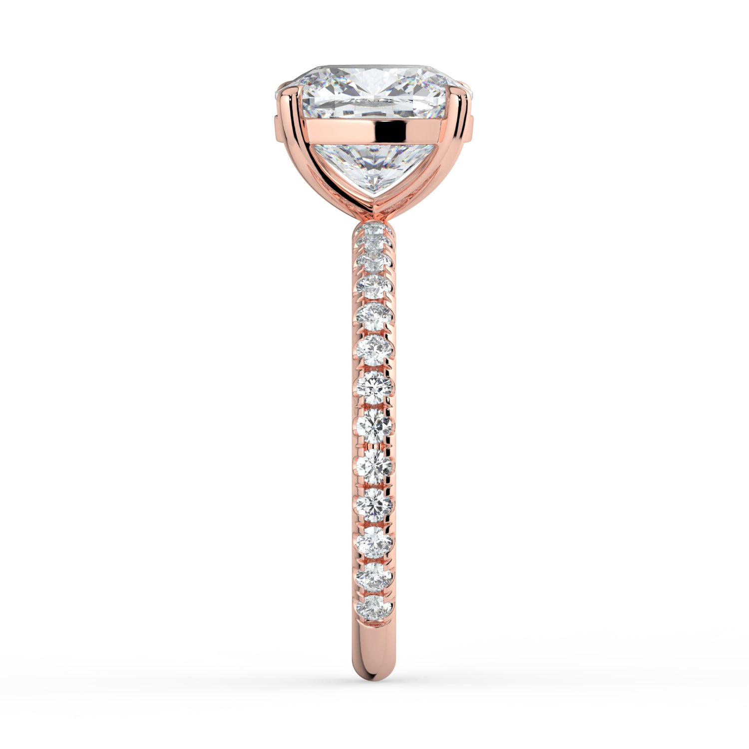 The Astra Ring - Cushion Solitaire with Pavé Band