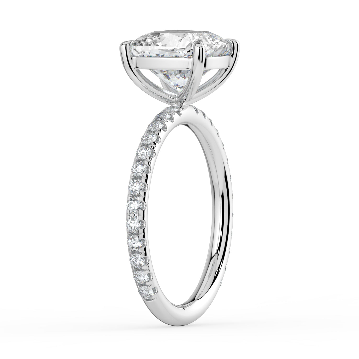 The Astra Ring - Cushion Solitaire with Pavé Band