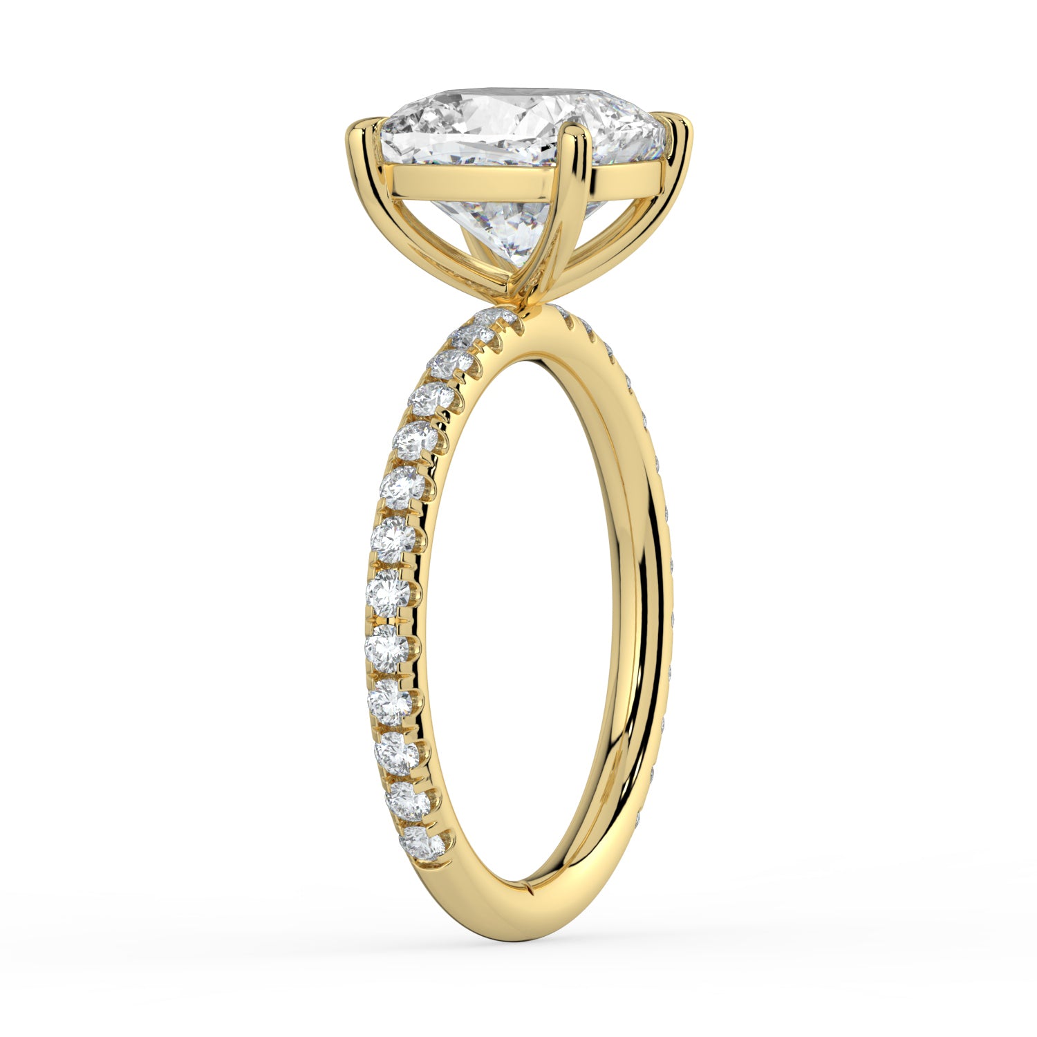 The Astra Ring - Cushion Solitaire with Pavé Band