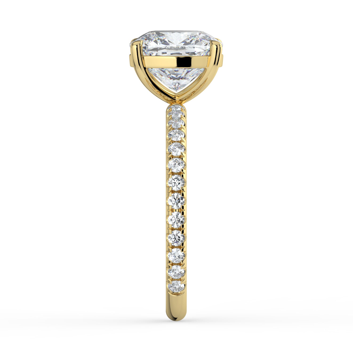 The Astra Ring - Cushion Solitaire with Pavé Band