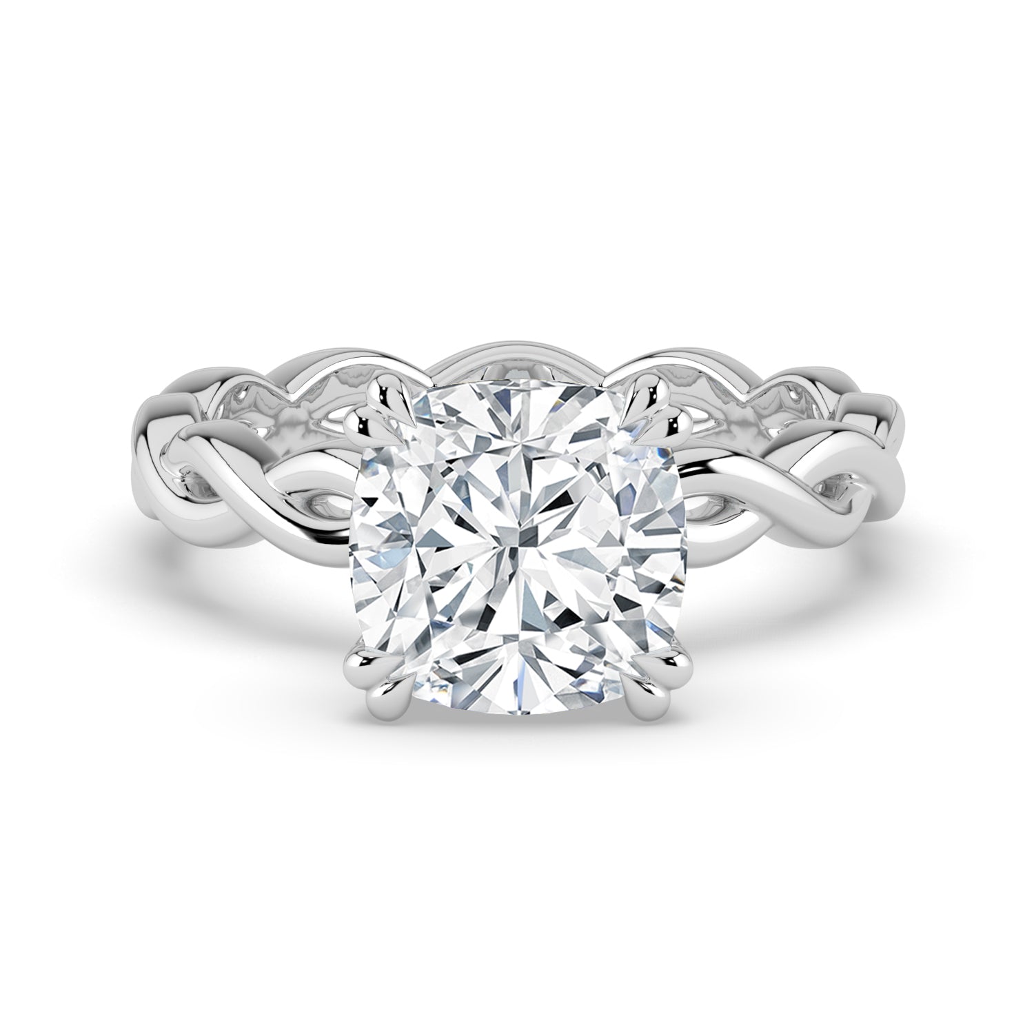The Elysande Ring - Cushion Solitaire with Braided Band