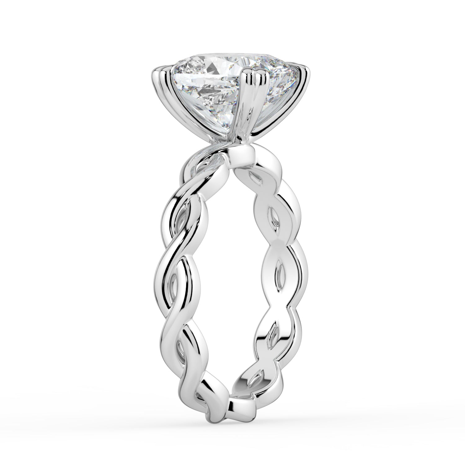 The Elysande Ring - Cushion Solitaire with Braided Band