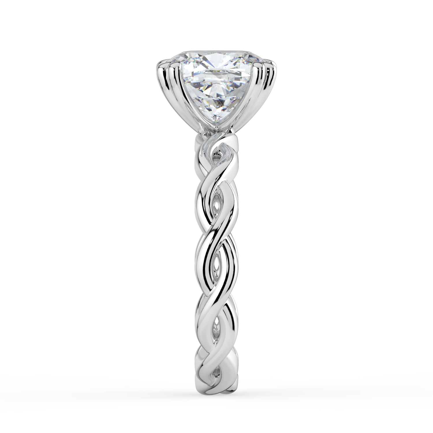 The Elysande Ring - Cushion Solitaire with Braided Band