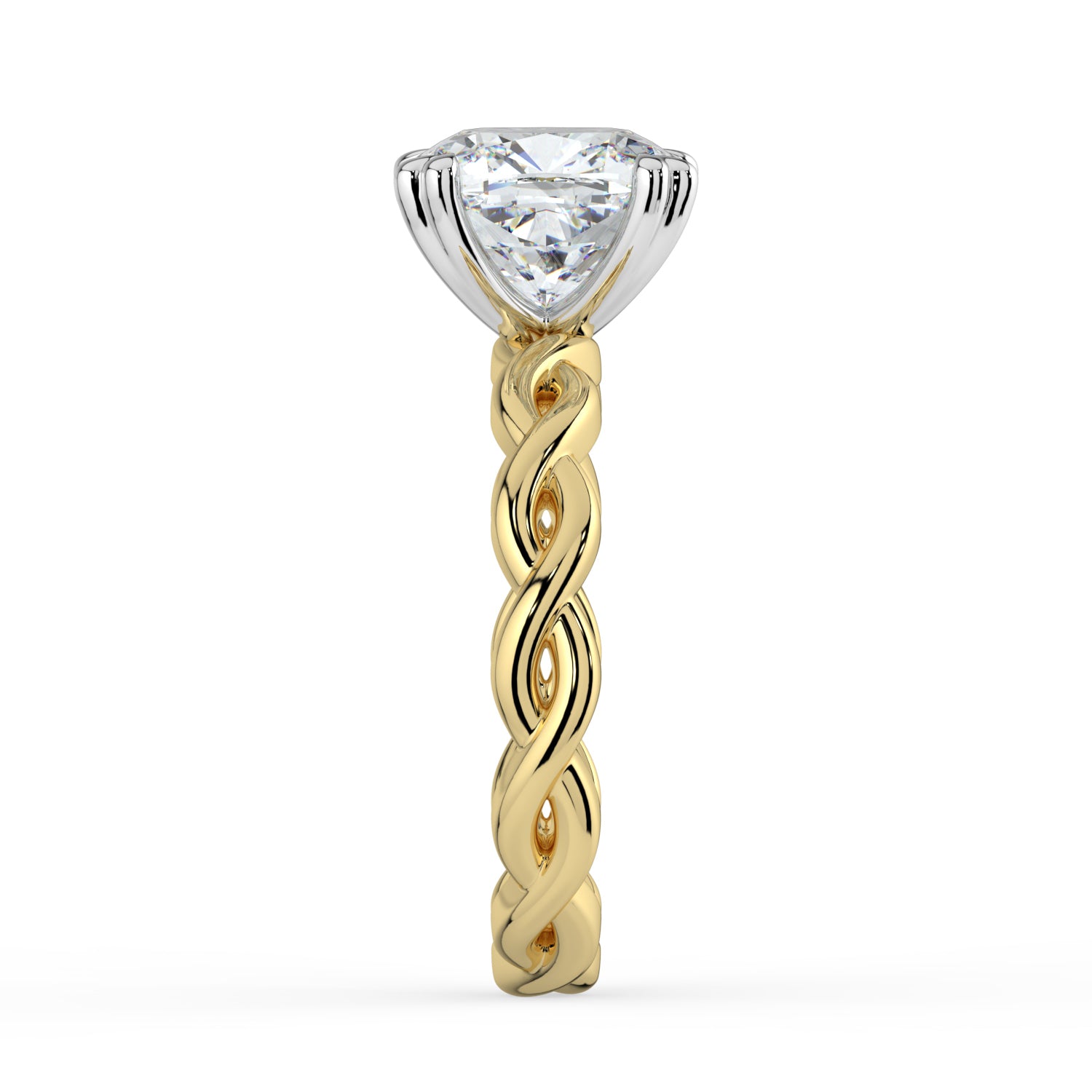 The Elysande Ring - Cushion Solitaire with Braided Band