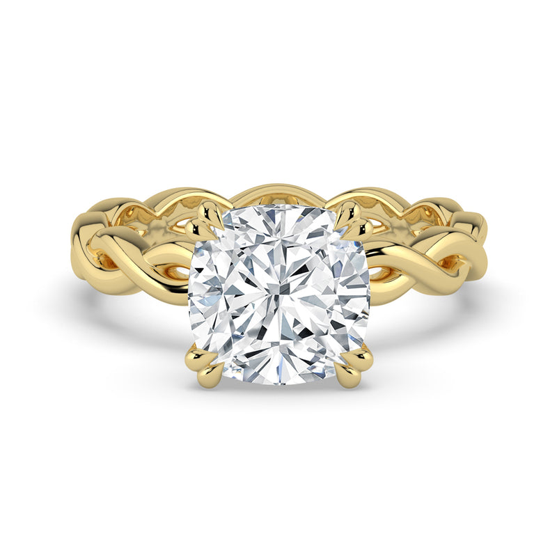 The Elysande Ring - Cushion Solitaire with Braided Band