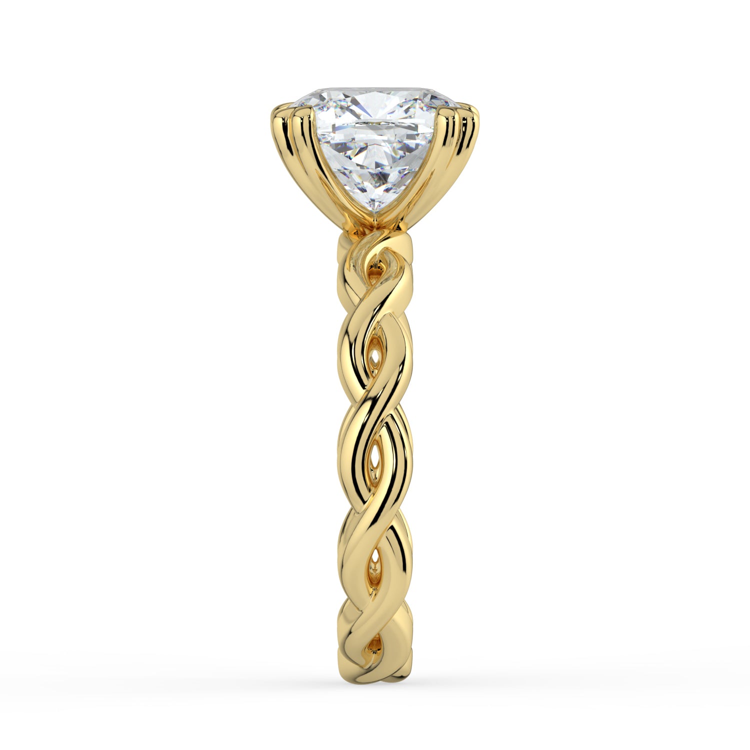 The Elysande Ring - Cushion Solitaire with Braided Band