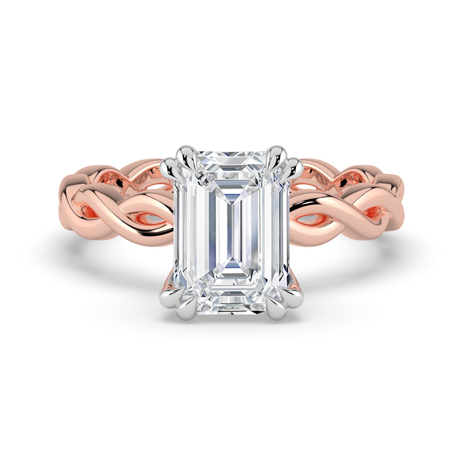 The Elysande Ring - Emerald Solitaire with Braided Band