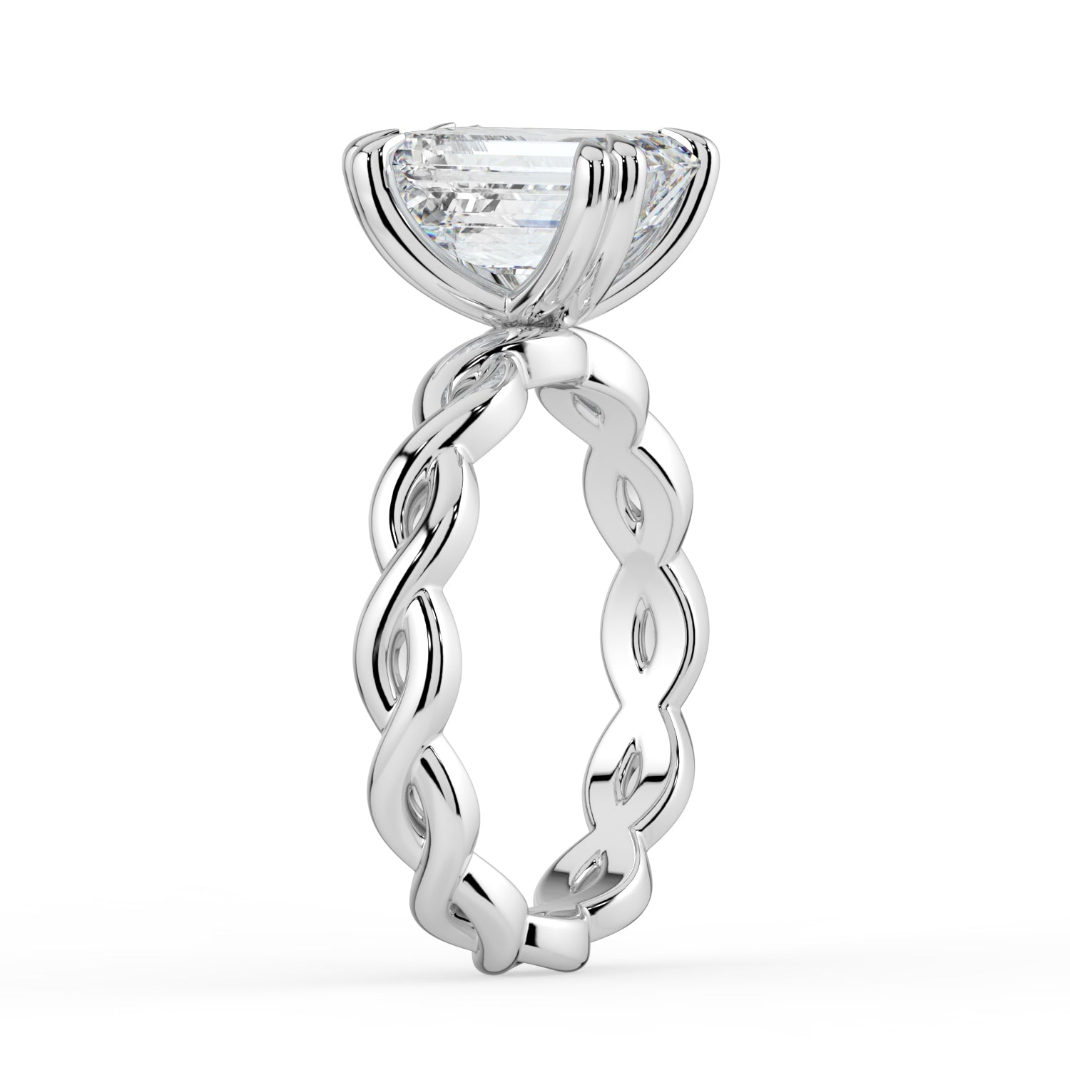 The Elysande Ring - Emerald Solitaire with Braided Band