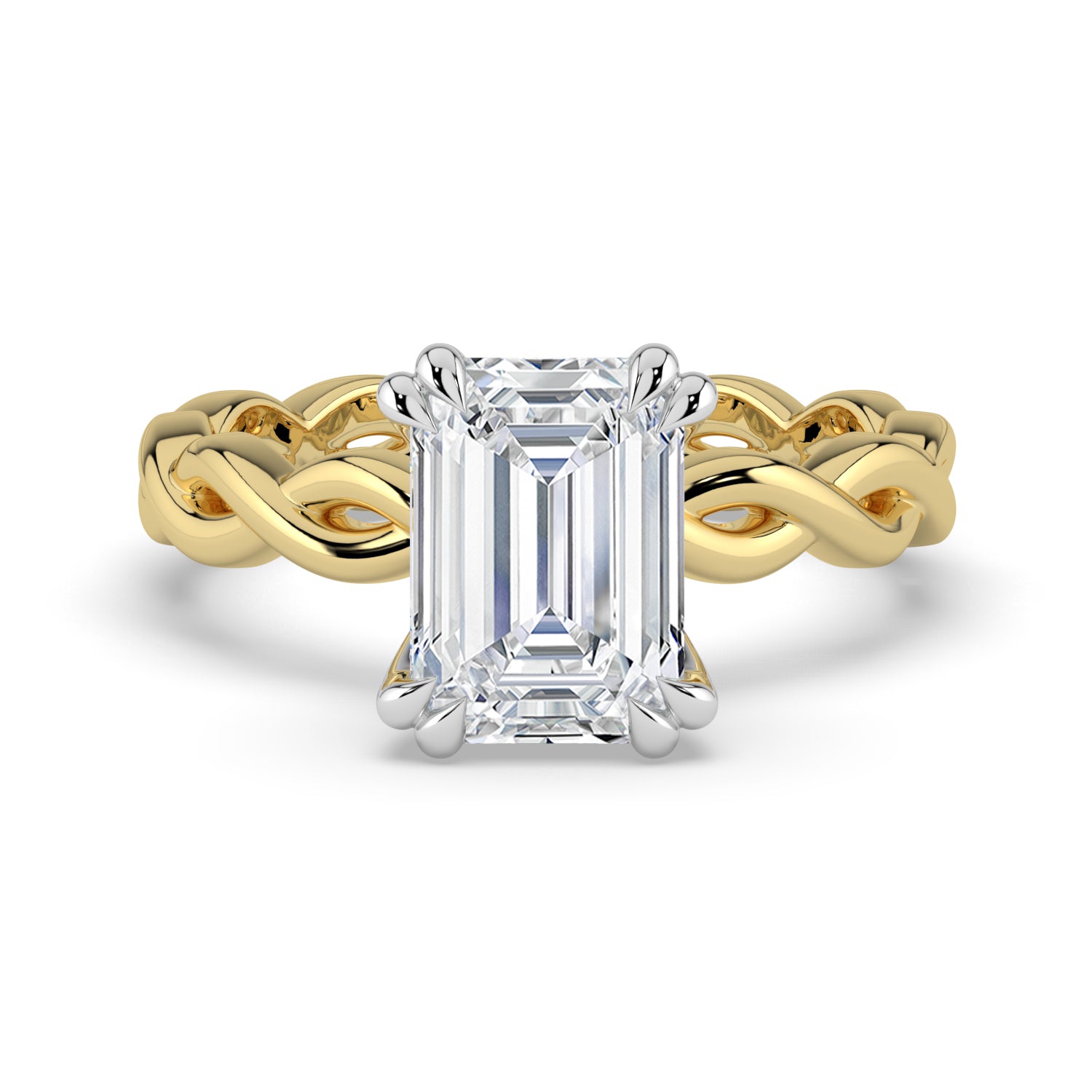 The Elysande Ring - Emerald Solitaire with Braided Band