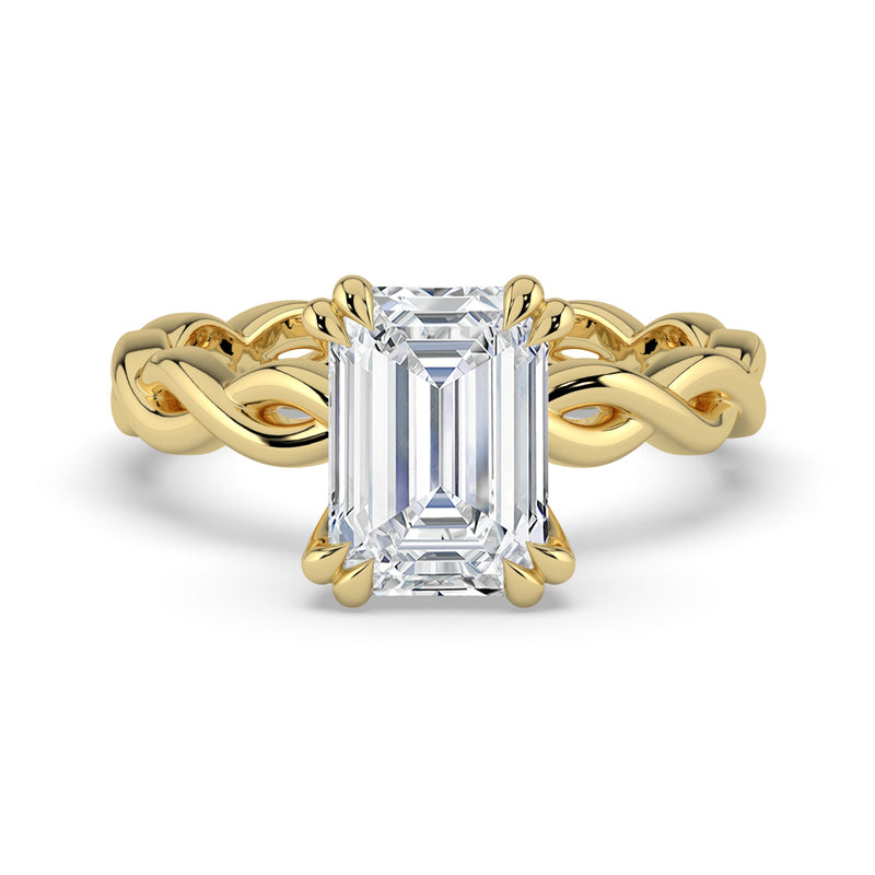 The Elysande Ring -  Emerald Solitaire with Braided Band