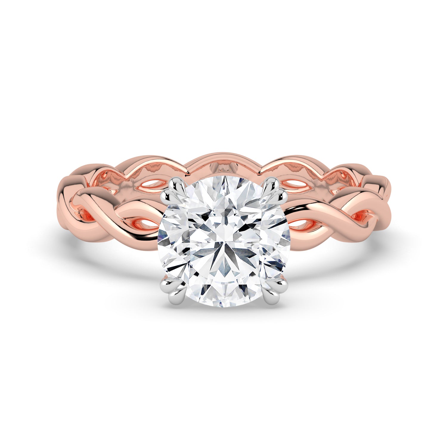 The Elysande Ring - Round Solitaire with Braided Band