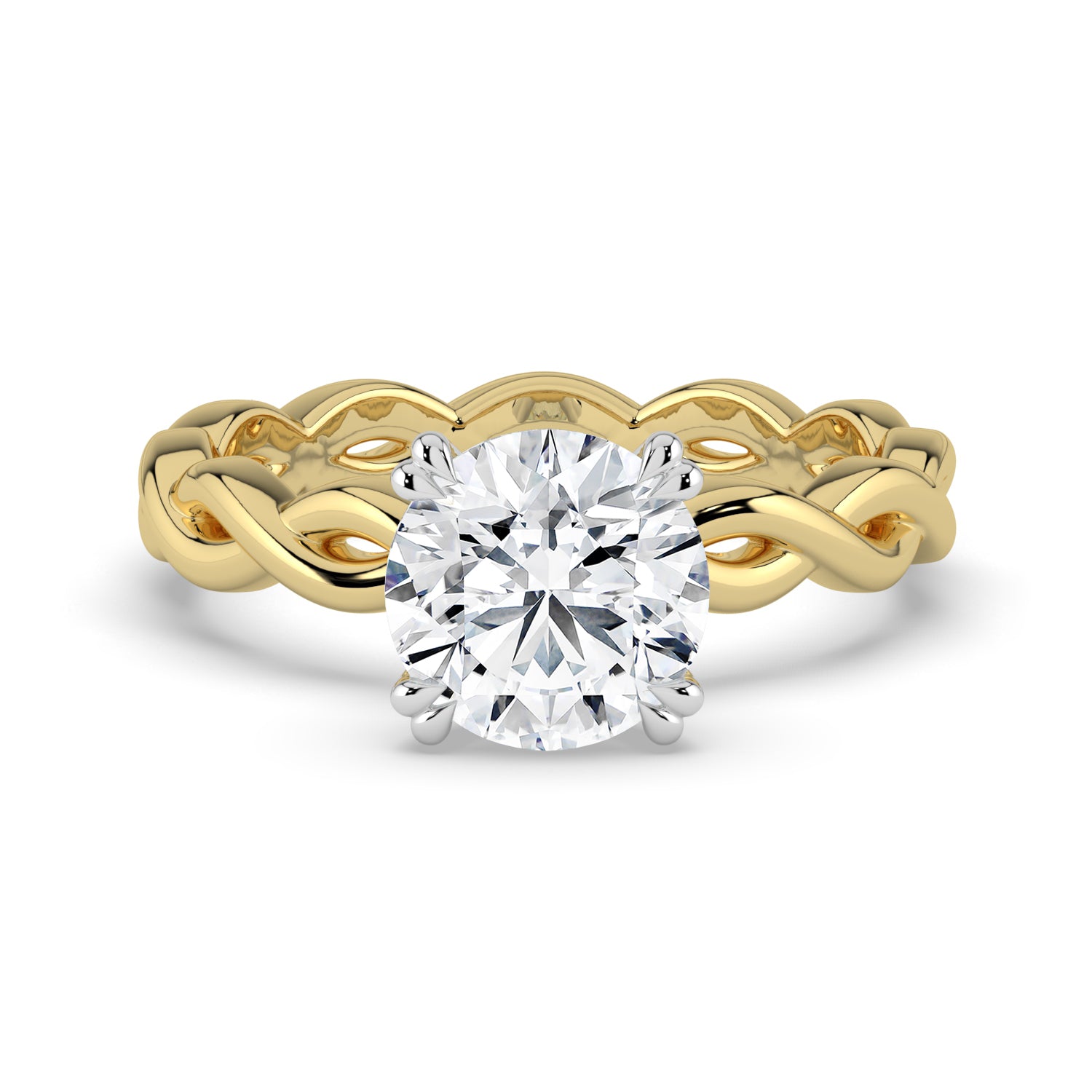The Elysande Ring - Round Solitaire with Braided Band