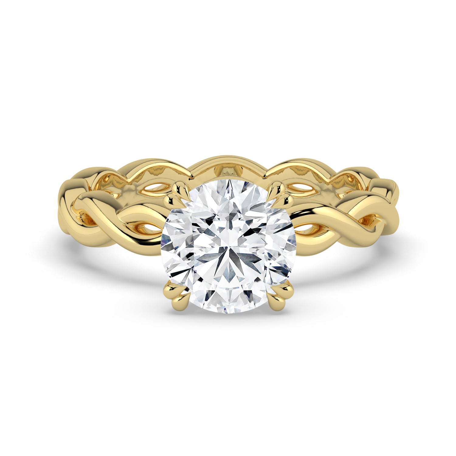 The Elysande Ring - Round Solitaire with Braided Band