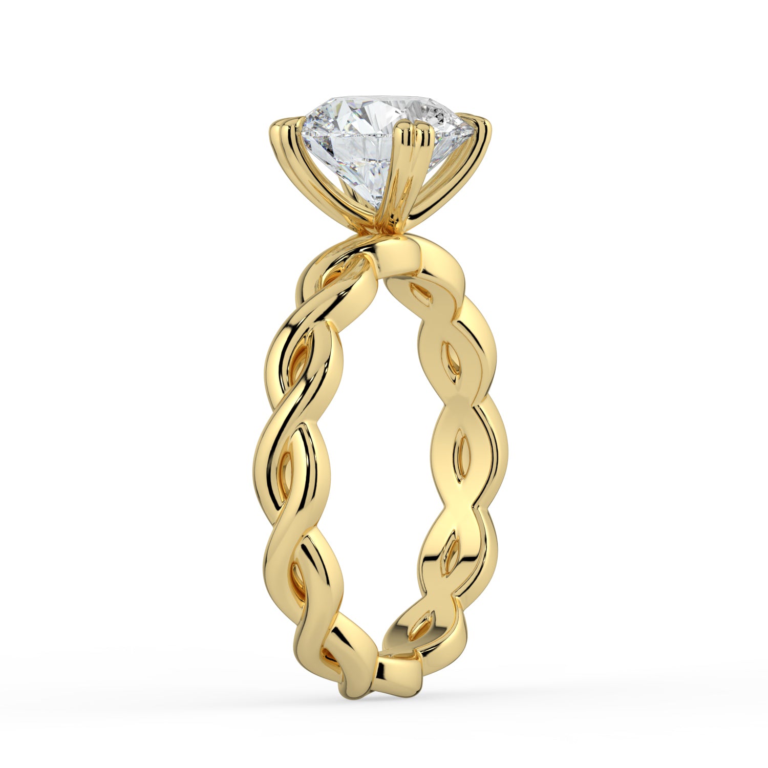 The Elysande Ring - Round Solitaire with Braided Band