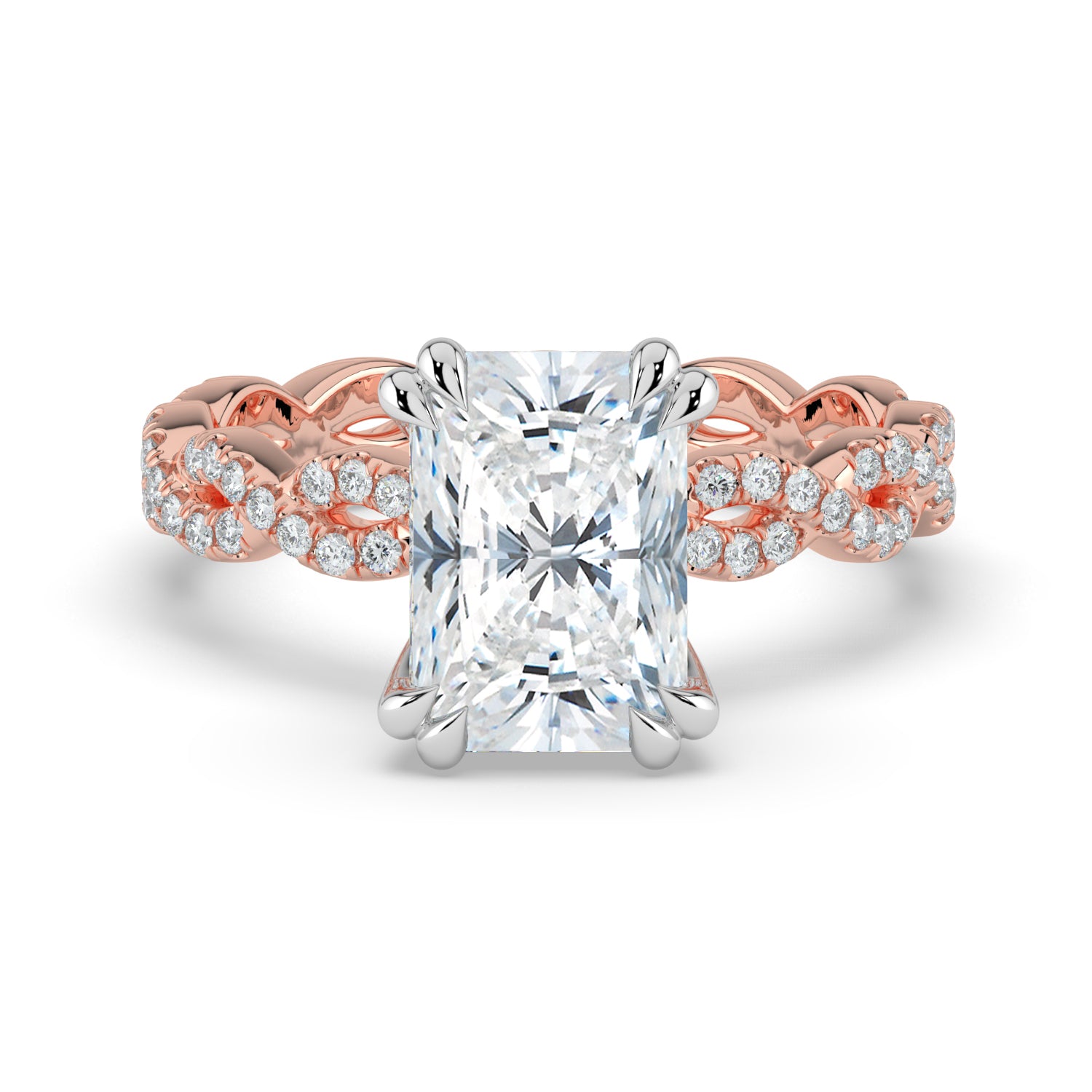 The Elysande Ring - Radiant Solitaire with Braided Pavé Band