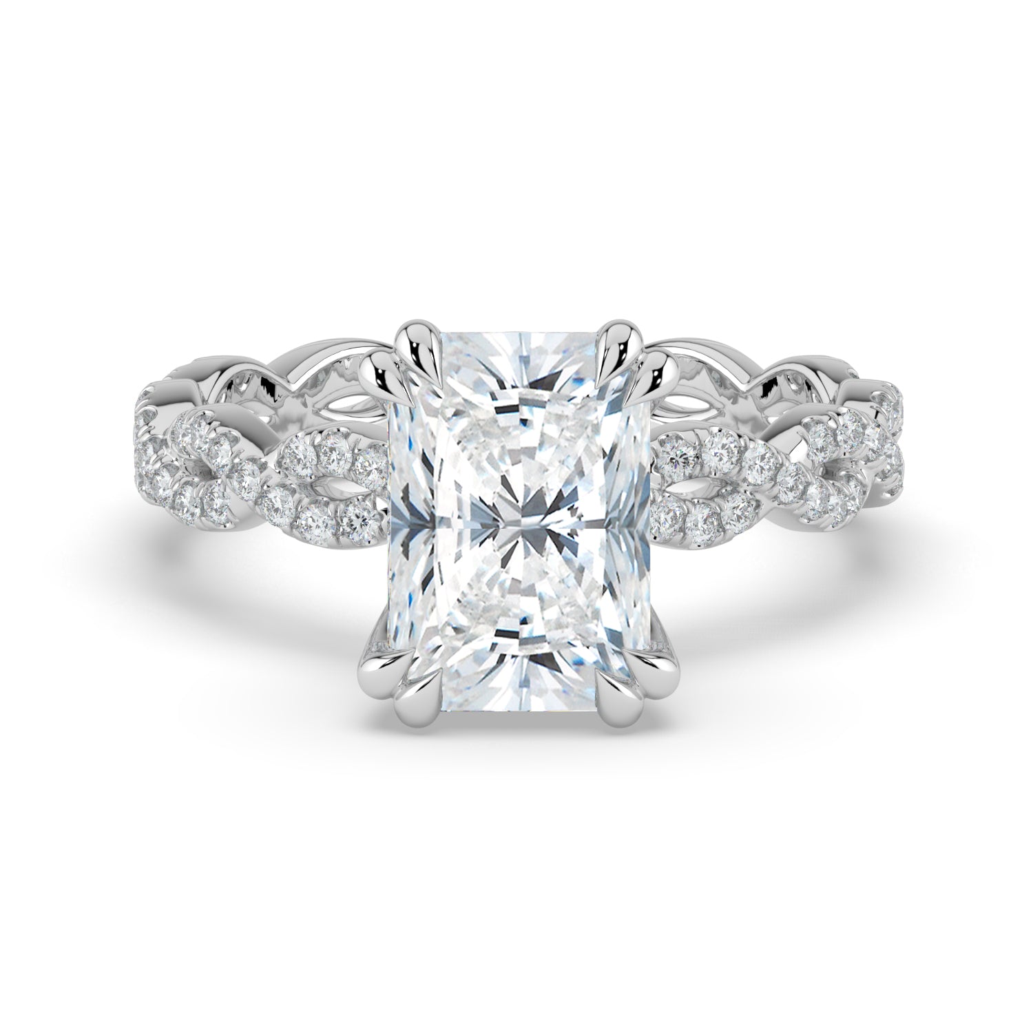 The Elysande Ring - Radiant Solitaire with Braided Pavé Band