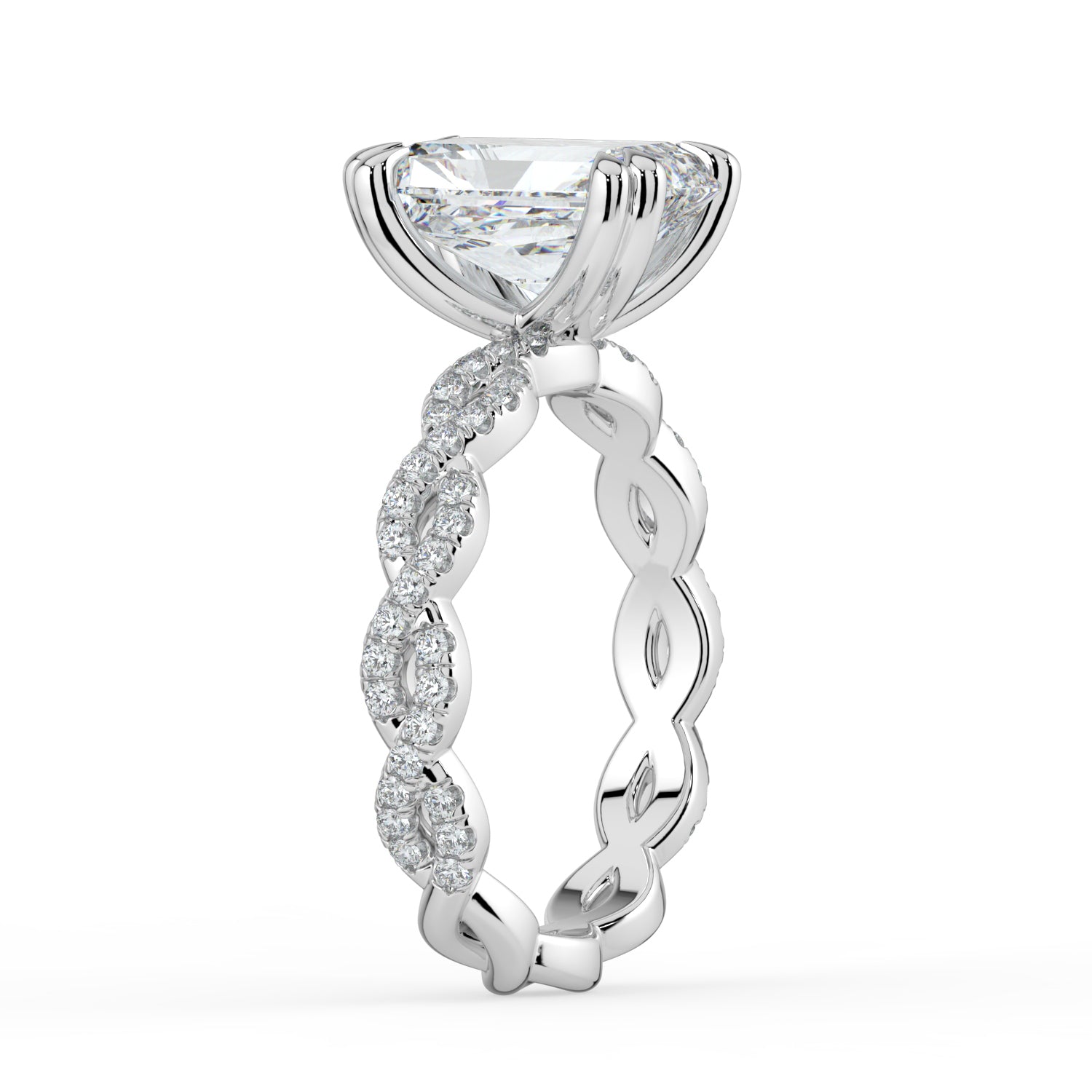 The Elysande Ring - Radiant Solitaire with Braided Pavé Band