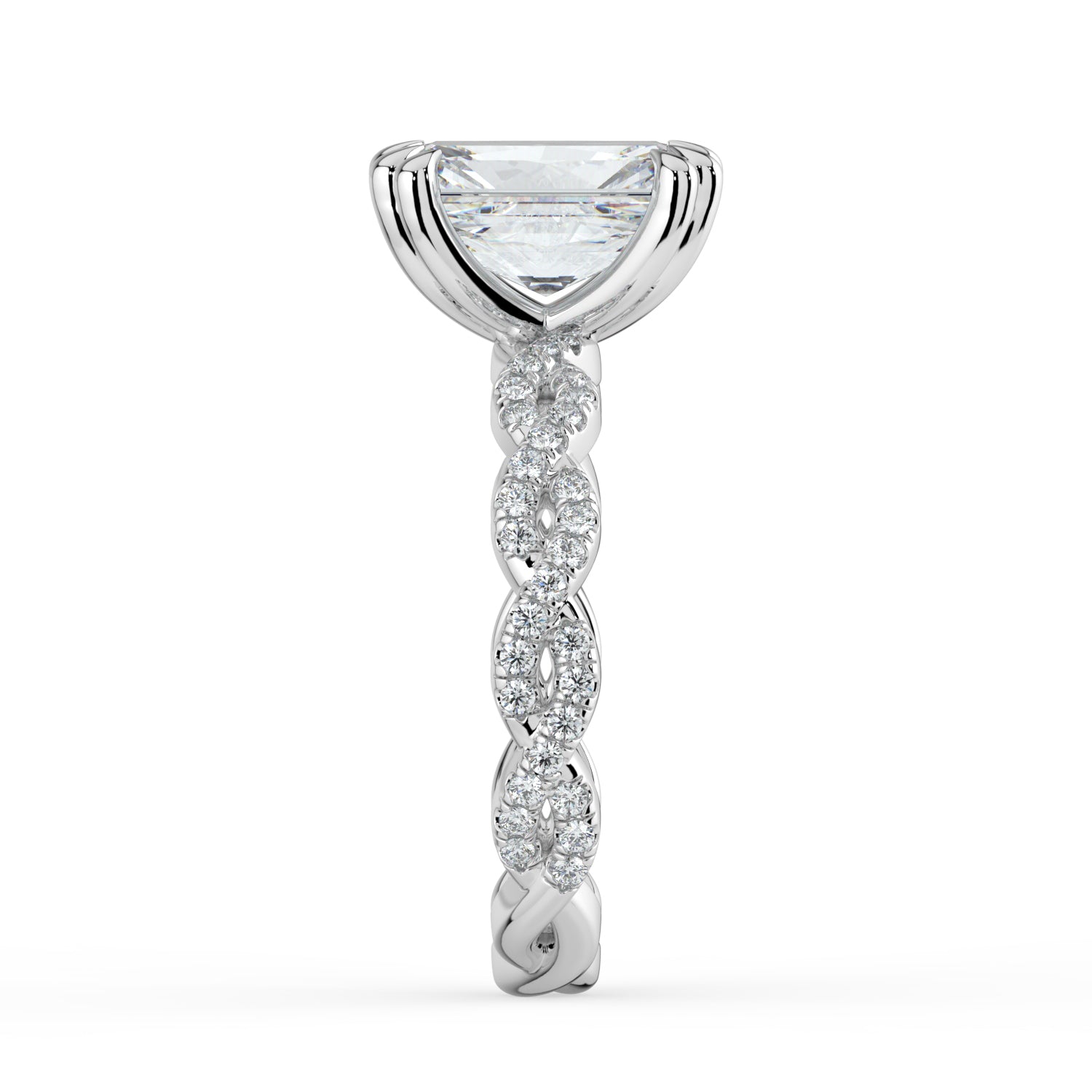 The Elysande Ring - Radiant Solitaire with Braided Pavé Band