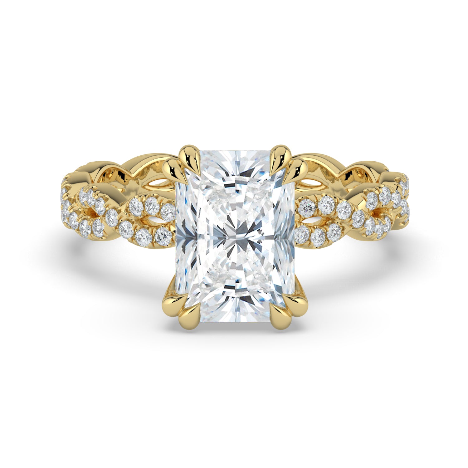 The Elysande Ring - Radiant Solitaire with Braided Pavé Band