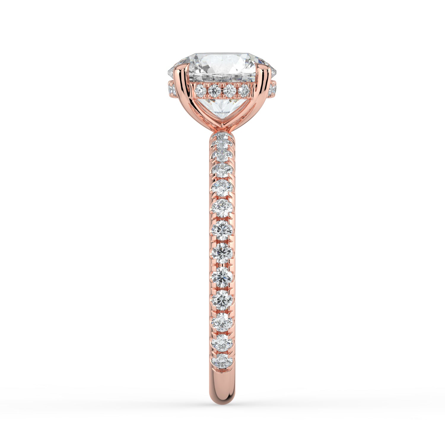 The Phoenix Ring - 2.00 ct. 4 Claw Round Solitaire with Hidden Halo & Pavé Band