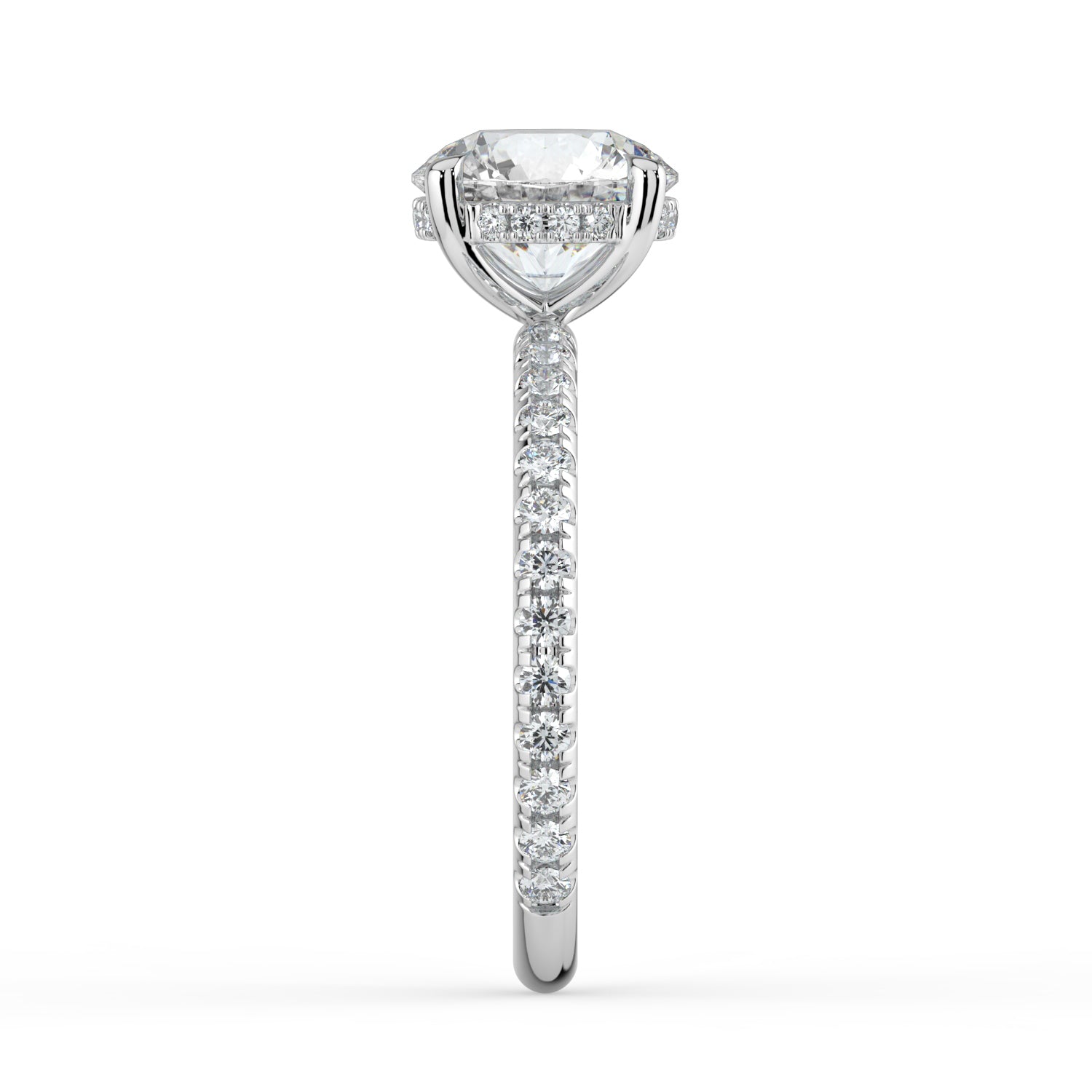 The Phoenix Ring - 2.00 ct. 4 Claw Round Solitaire with Hidden Halo & Pavé Band