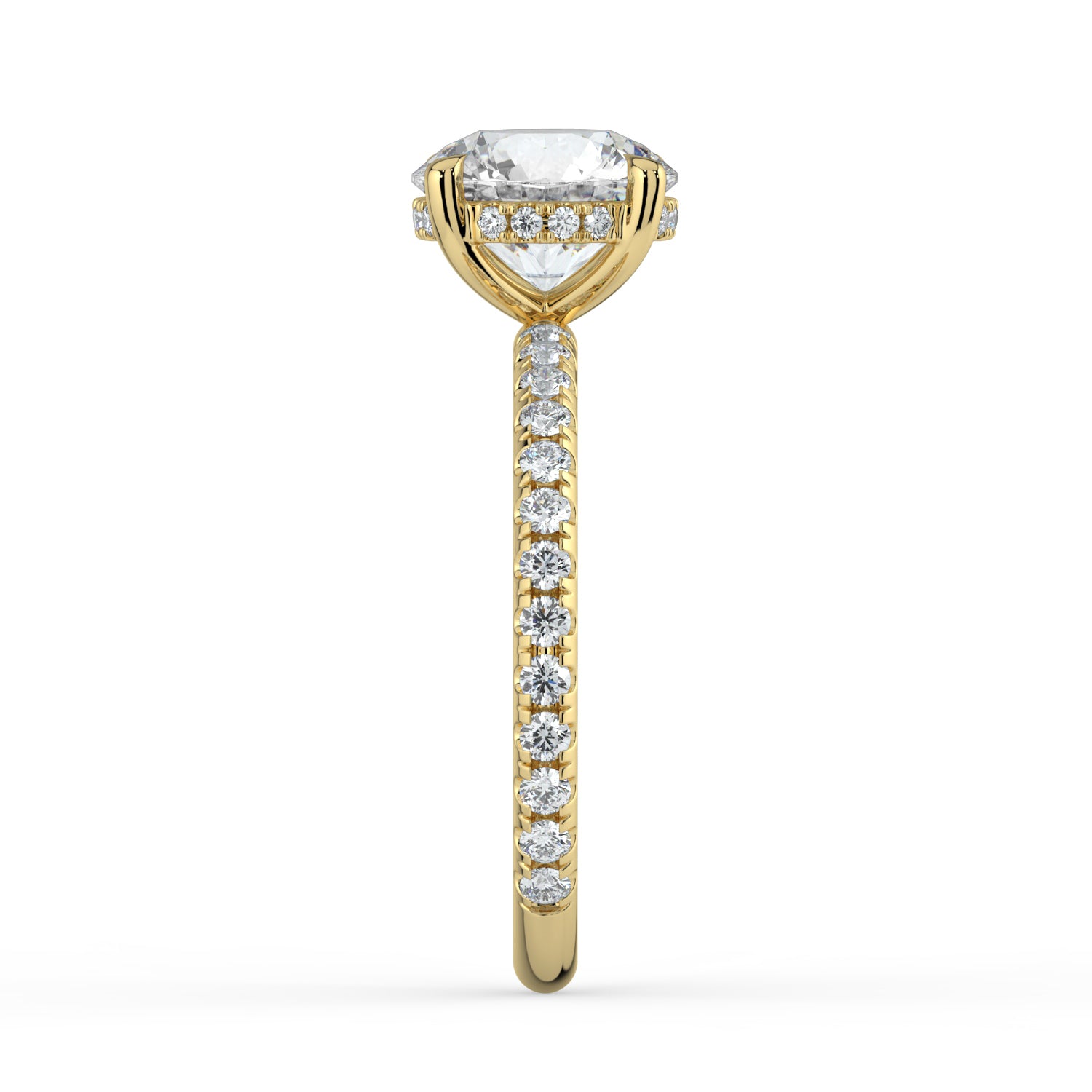 The Phoenix Ring - 2.00 ct. 4 Claw Round Solitaire with Hidden Halo & Pavé Band