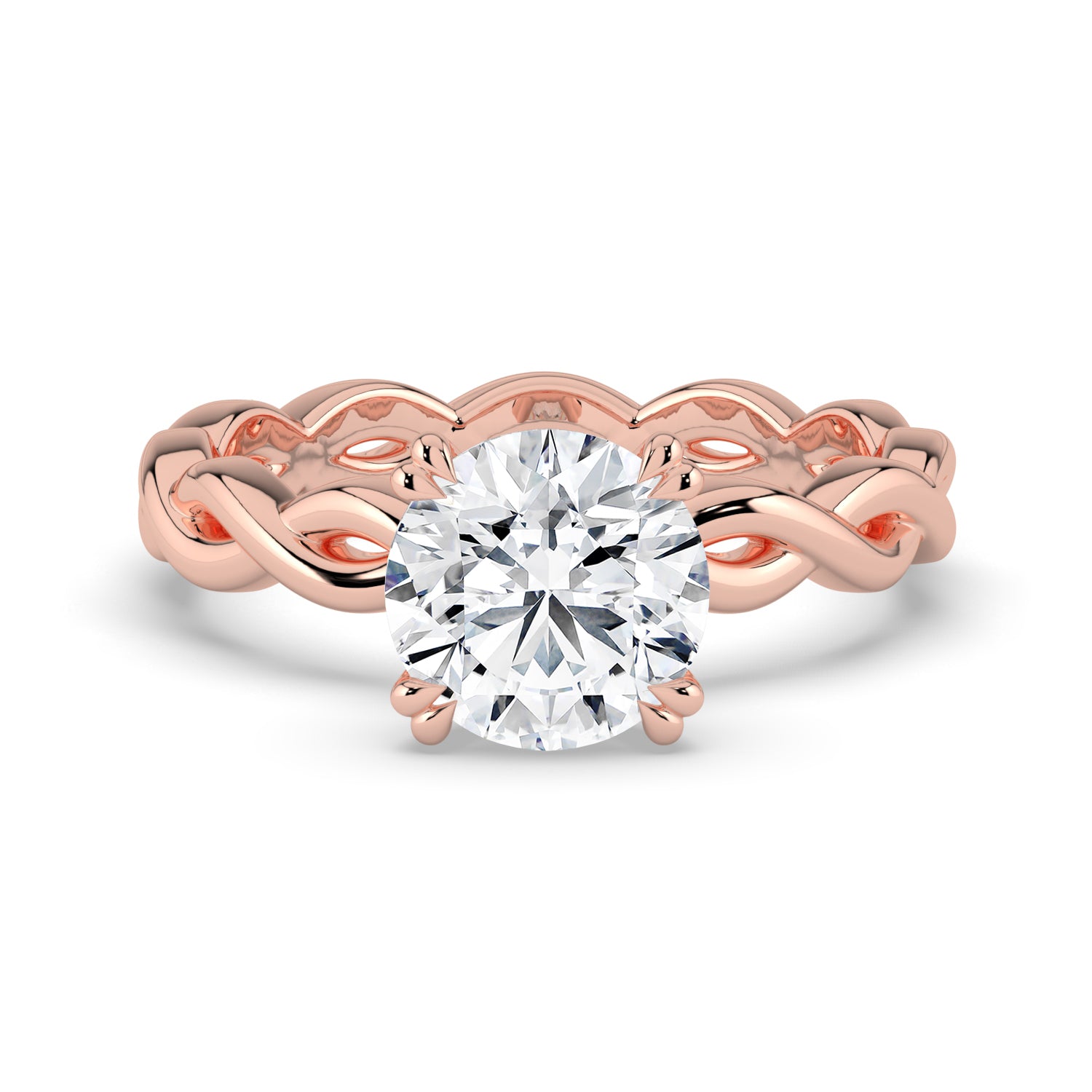 The Elysande Ring - Round Solitaire with Braided Band