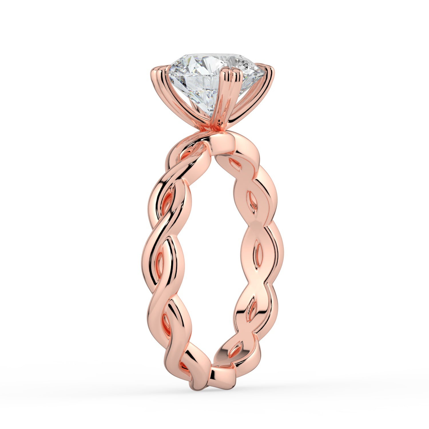 The Elysande Ring - Round Solitaire with Braided Band