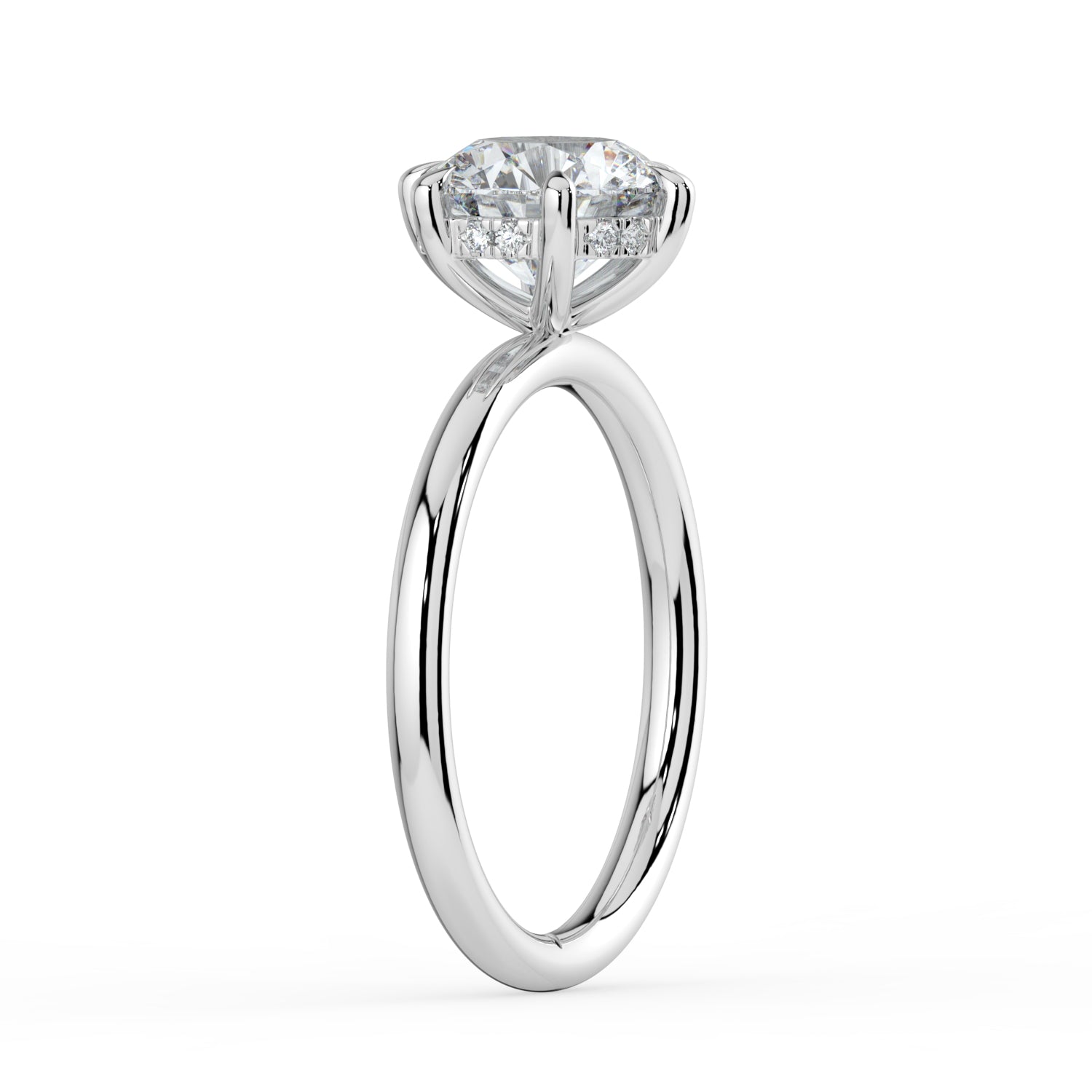 The Celeste Ring - 6 Claw Round Solitaire with Hidden Halo