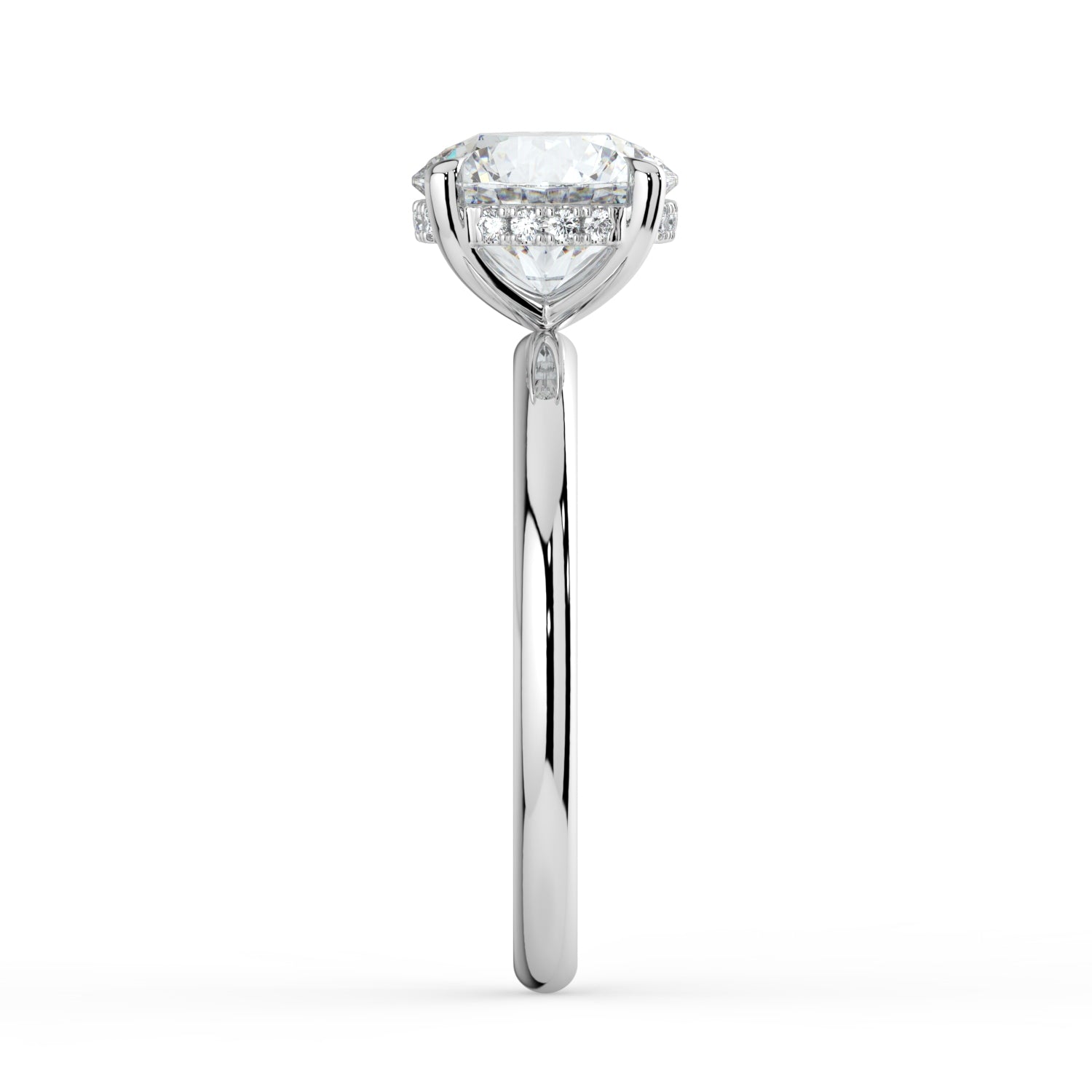 The Celeste Ring - 4 Claw Round Solitaire with Hidden Halo
