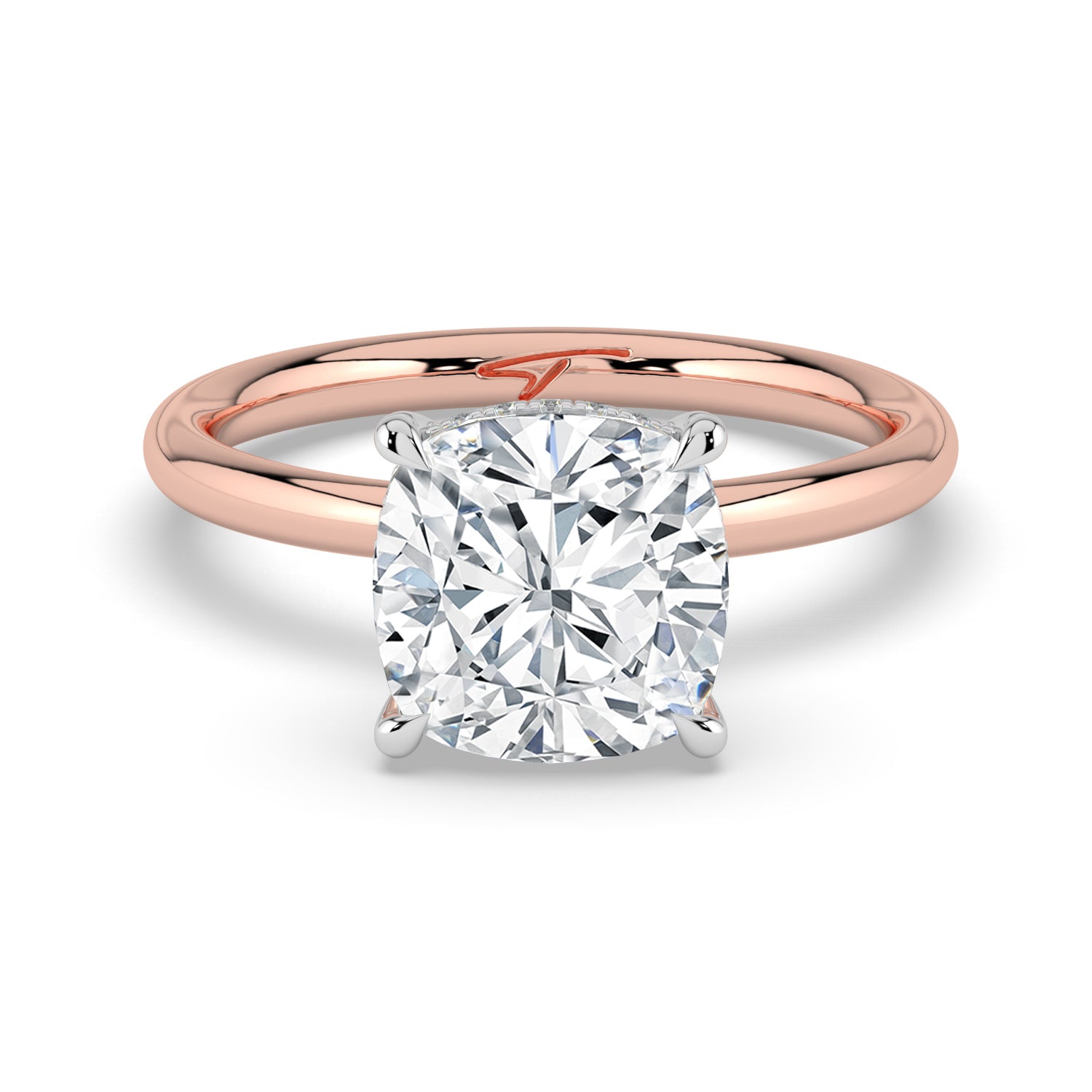 The Celeste Ring - Cushion Solitaire with Hidden Halo