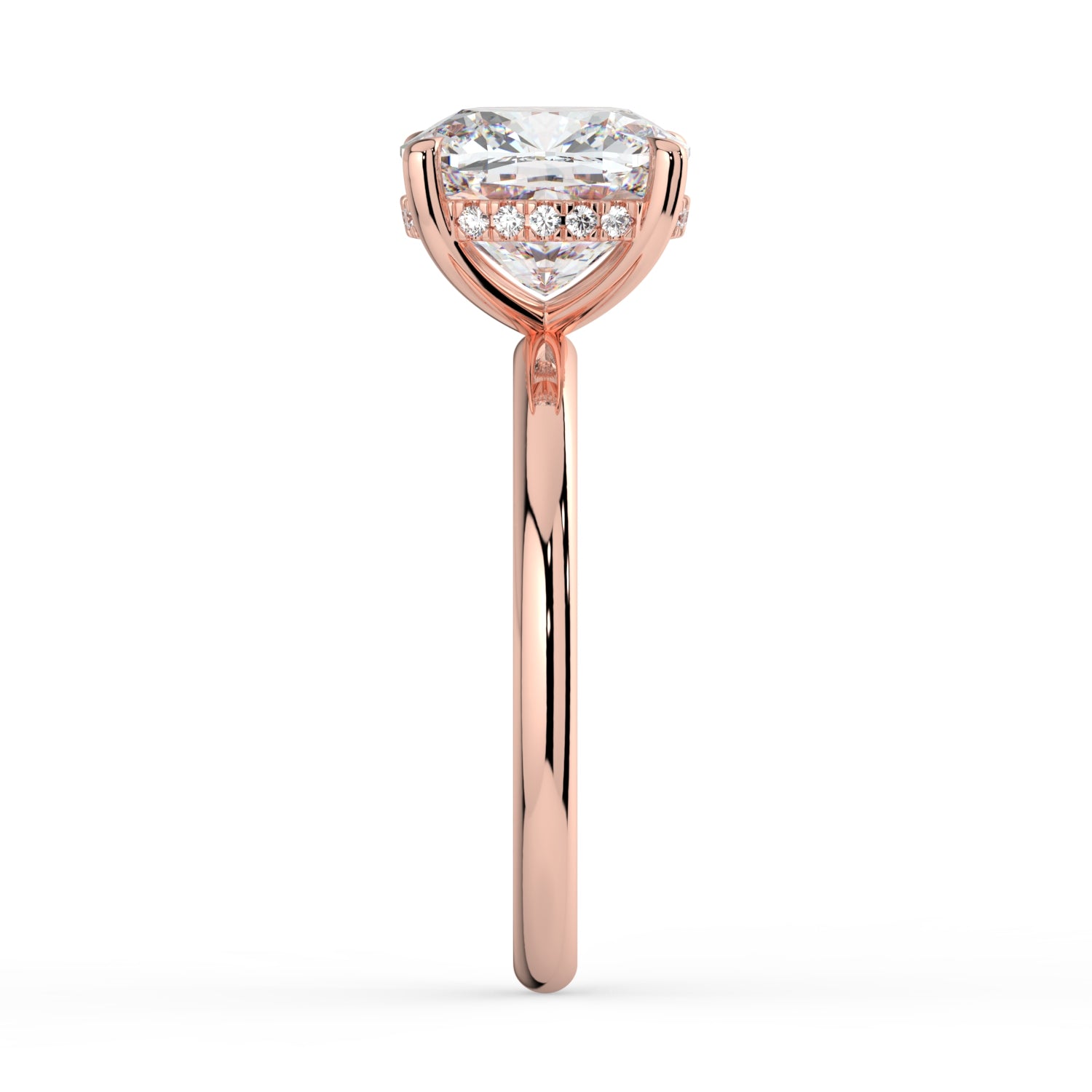 The Celeste Ring - Cushion Solitaire with Hidden Halo