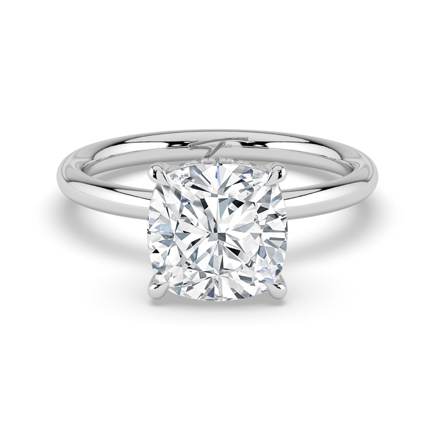 The Celeste Ring - Cushion Solitaire with Hidden Halo