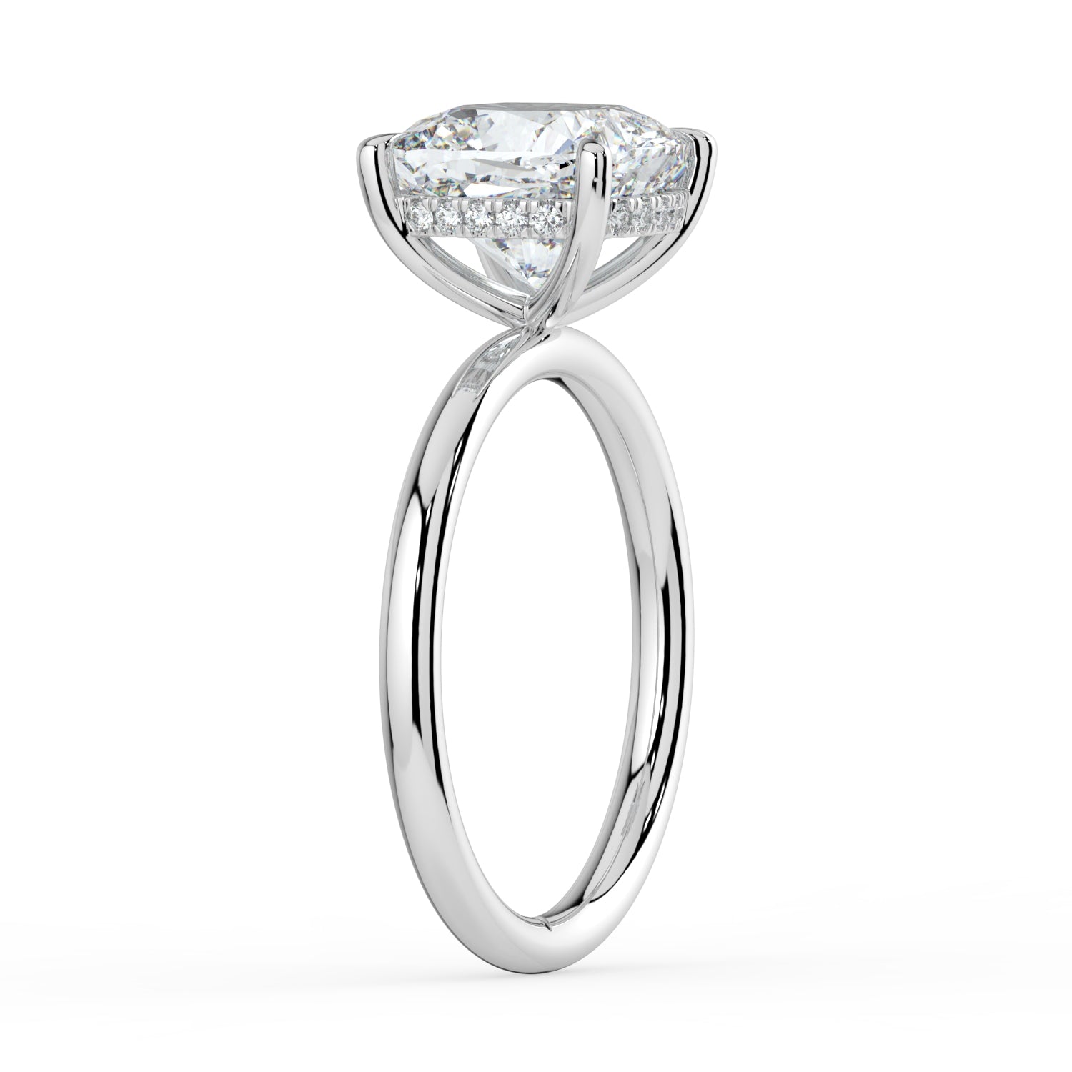 The Celeste Ring - Cushion Solitaire with Hidden Halo