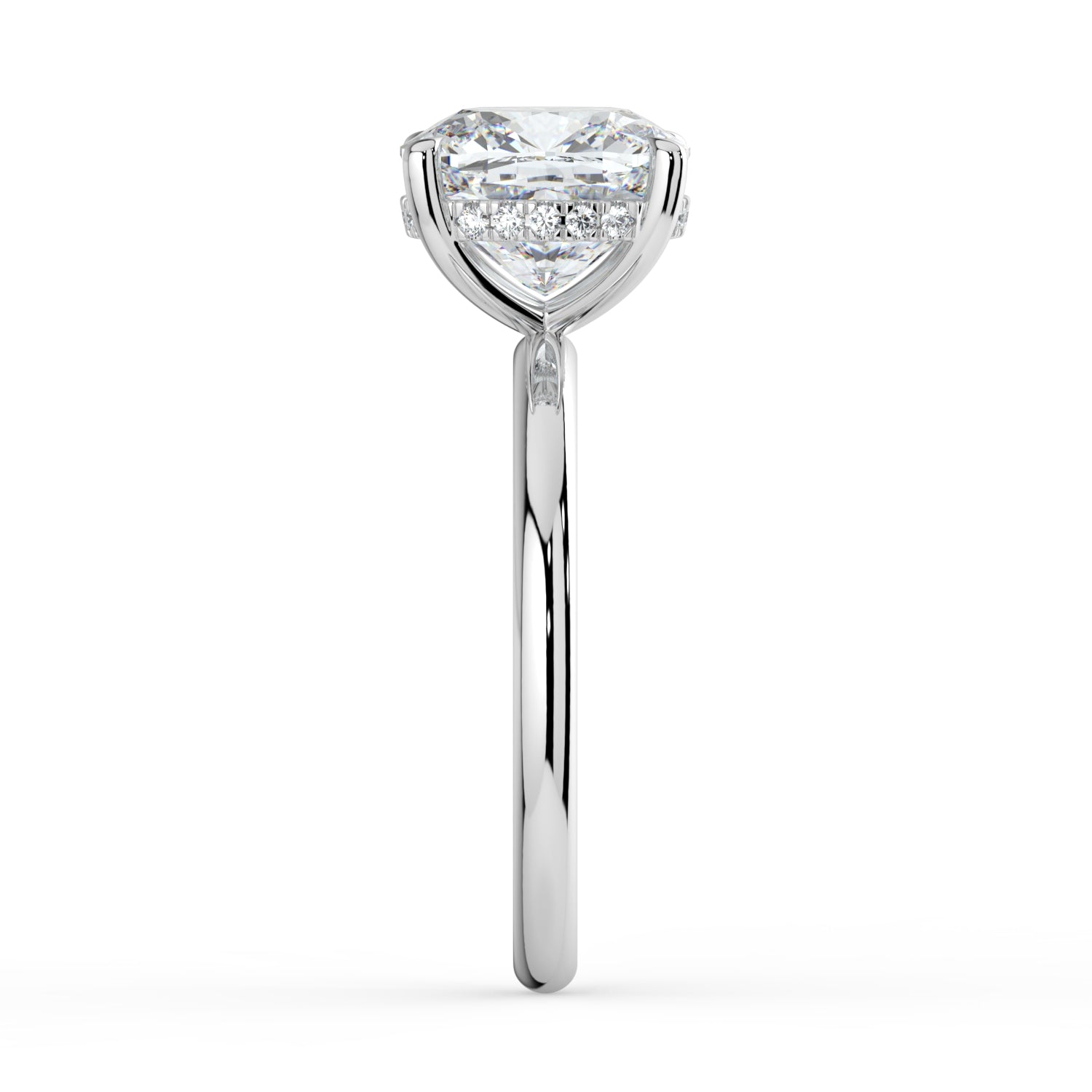The Celeste Ring - Cushion Solitaire with Hidden Halo