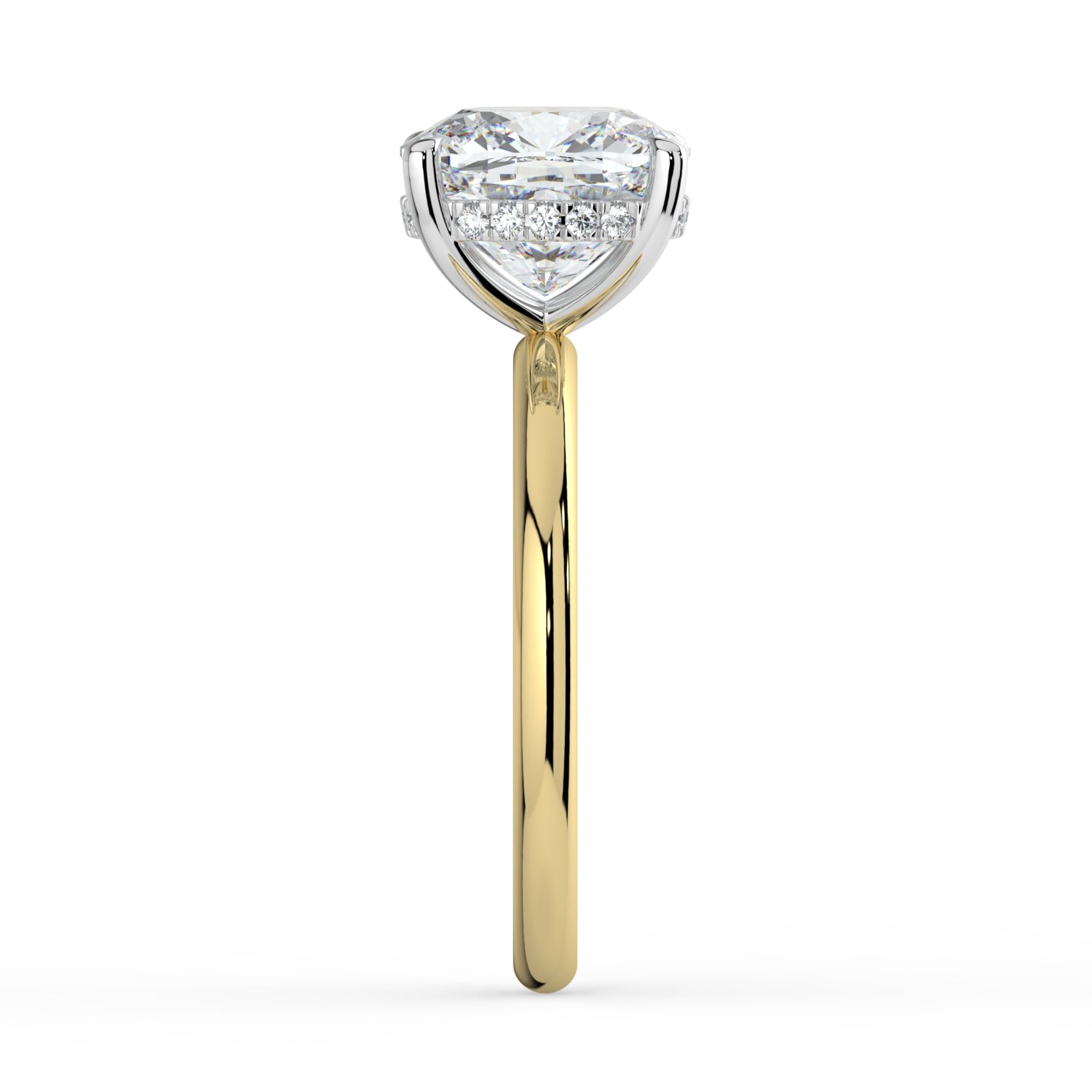 The Celeste Ring - Cushion Solitaire with Hidden Halo