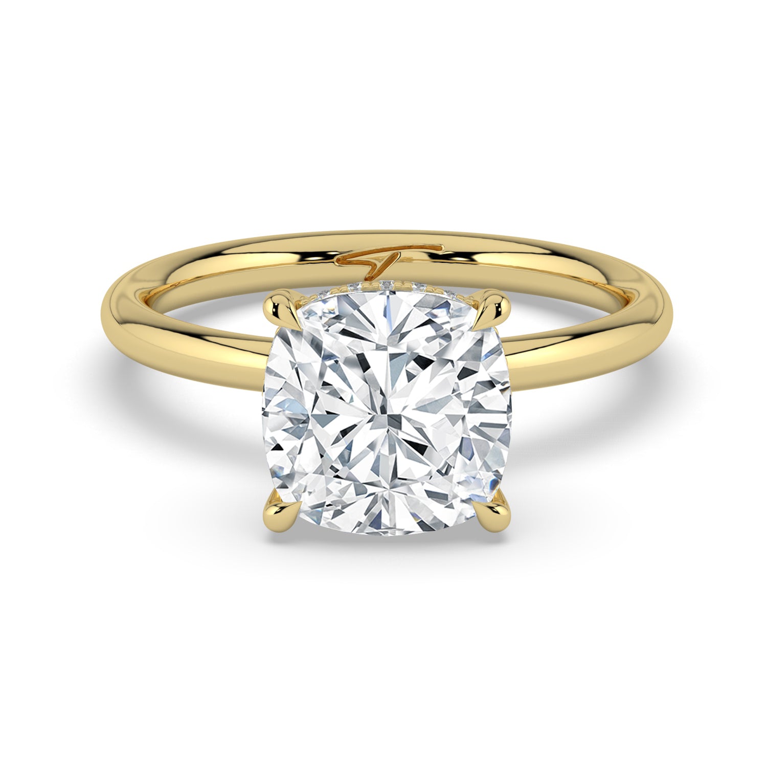The Celeste Ring - Cushion Solitaire with Hidden Halo