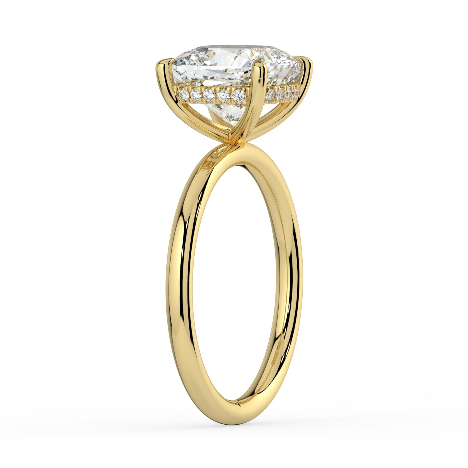 The Celeste Ring - Cushion Solitaire with Hidden Halo