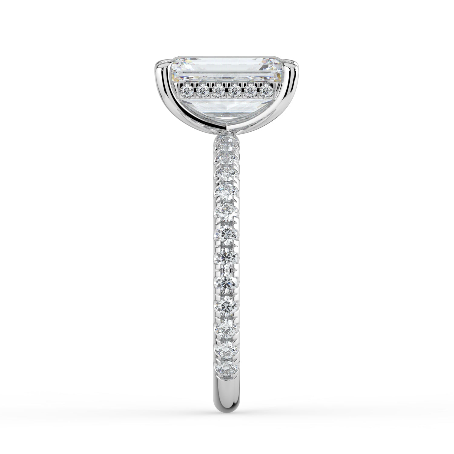 The Phoenix Ring - 3.05 ct. Emerald Solitaire with Hidden Halo & Pavé Band